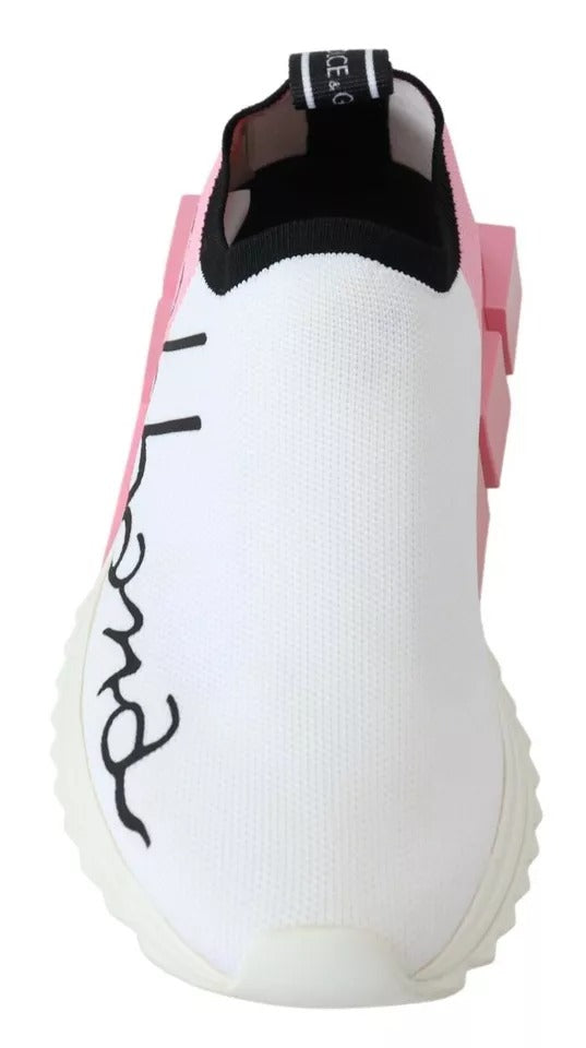 Chaussures Baskets Dolce & Gabbana Sorrento Logo Rose Blanc