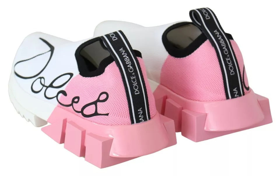Chaussures Baskets Dolce & Gabbana Sorrento Logo Rose Blanc