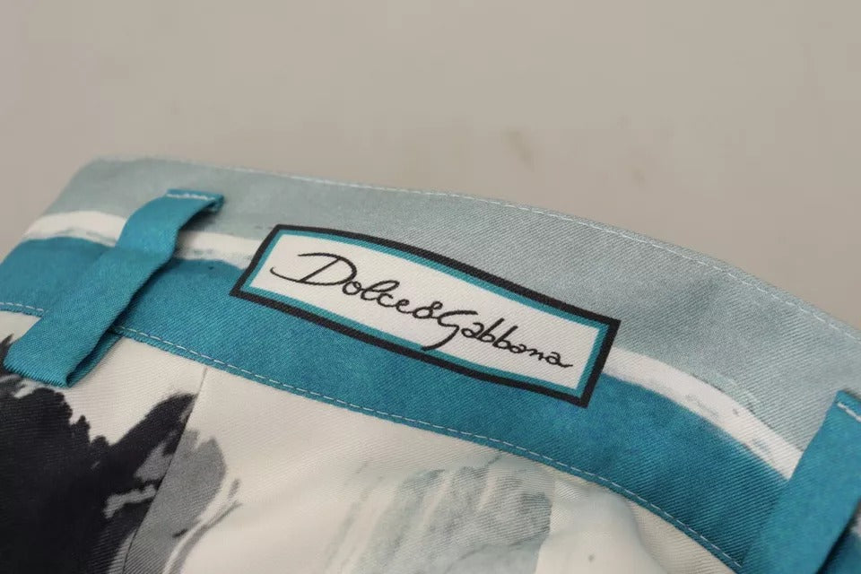 Pantalon fuselé en soie rayée bleue Dolce & Gabbana