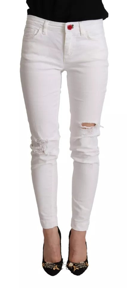 Dolce & Gabbana White Skinny Jeans for Women detail view