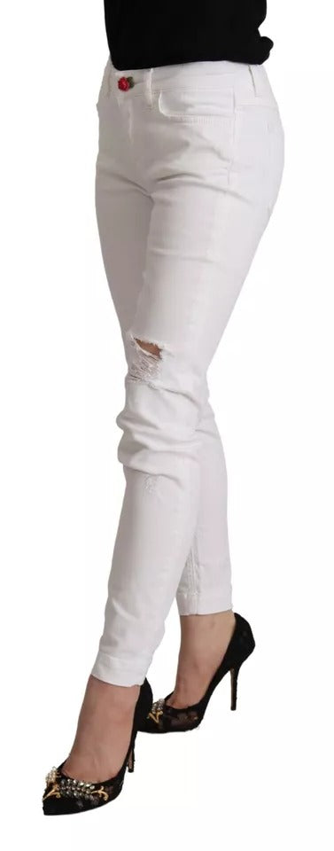 Dolce & Gabbana White Skinny Jeans for Women side view