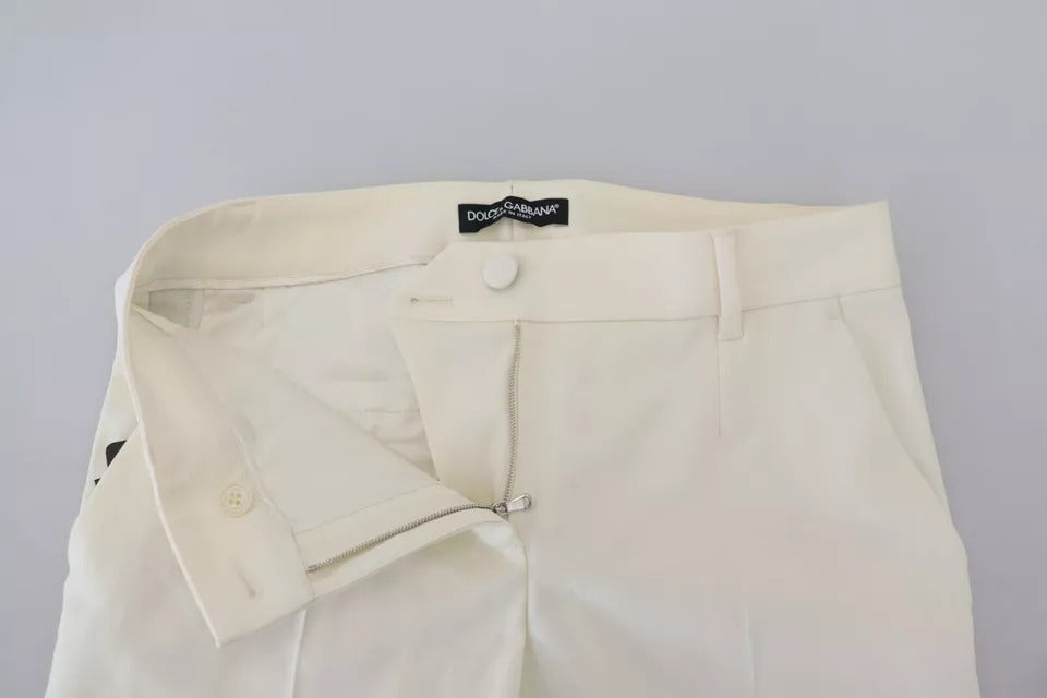 Pantalon fuselé en laine taille haute blanc Dolce & Gabbana