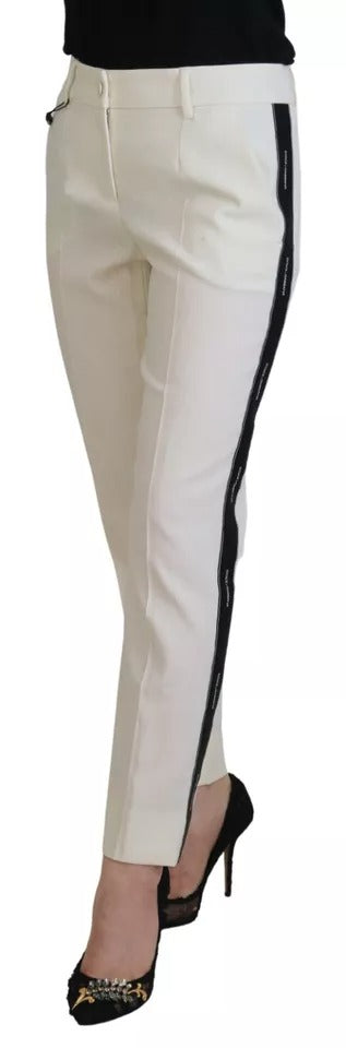 Pantalon fuselé en laine taille haute blanc Dolce & Gabbana