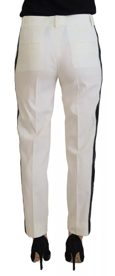 Pantalon fuselé en laine taille haute blanc Dolce & Gabbana