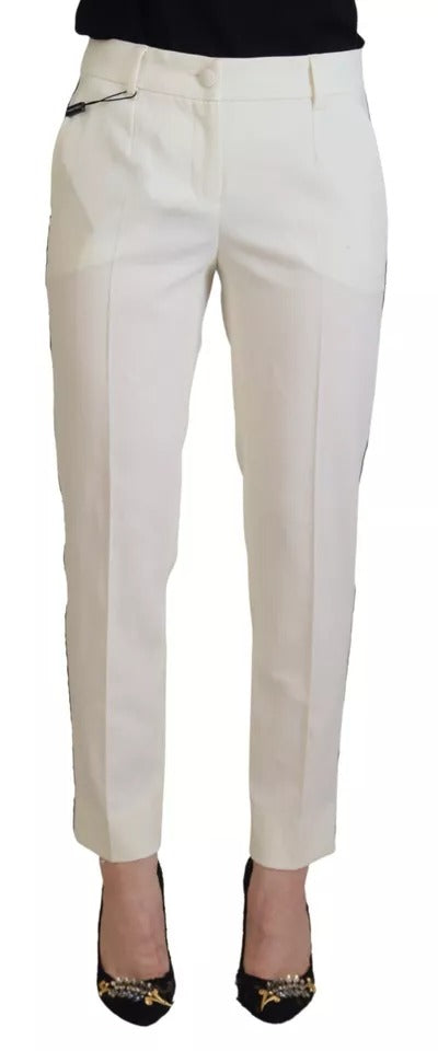 Pantalon fuselé en laine taille haute blanc Dolce & Gabbana