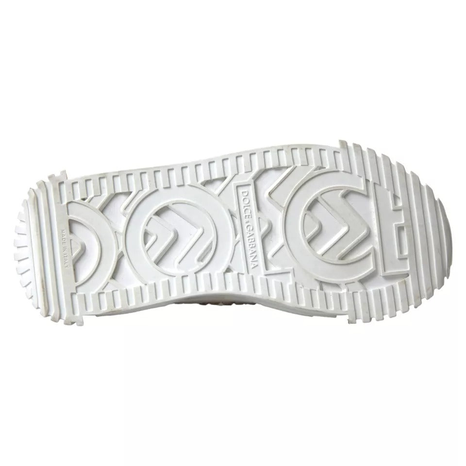 Chaussures Sneakers Dolce & Gabbana Blanches NS1 en Toile et Cuir Ornées