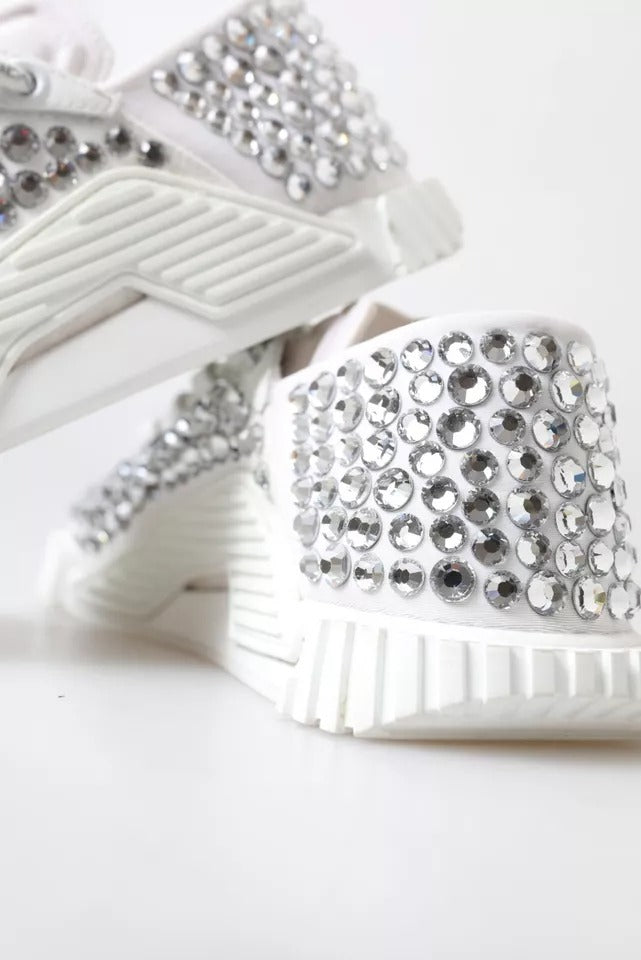 Chaussures Sneakers Dolce & Gabbana Blanches NS1 en Toile et Cuir Ornées