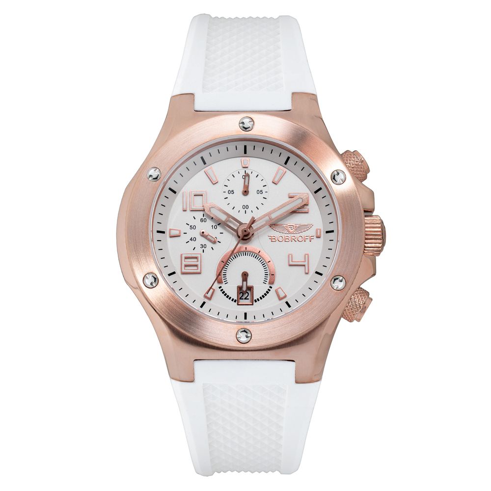 Montre Bobroff avec bracelet en caoutchouc blanc