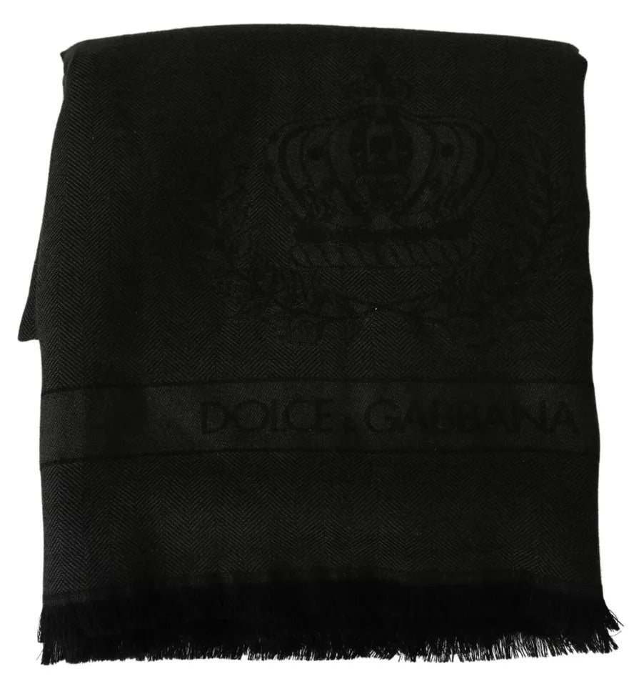 Écharpe-châle portefeuille en cachemire vert et marron Dolce & Gabbana