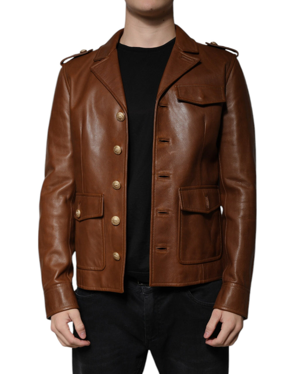 Dolce & Gabbana Brown Leather Jackets for Men