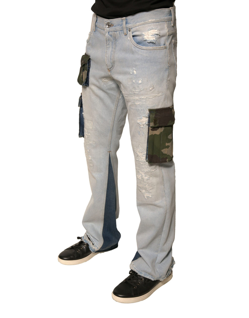 Jean cargo droit en denim de coton bleu clair Dolce & Gabbana
