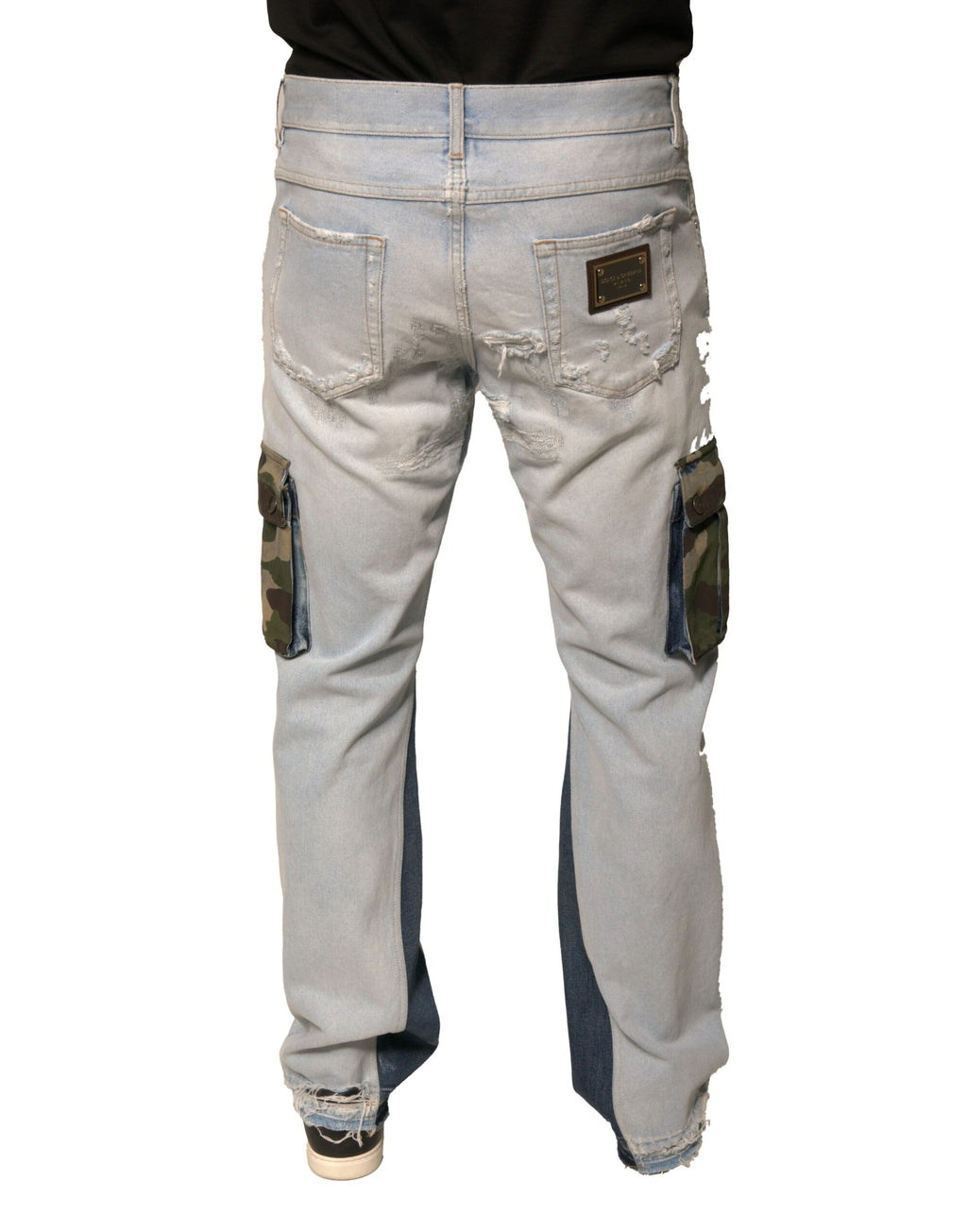 Jean cargo droit en denim de coton bleu clair Dolce & Gabbana