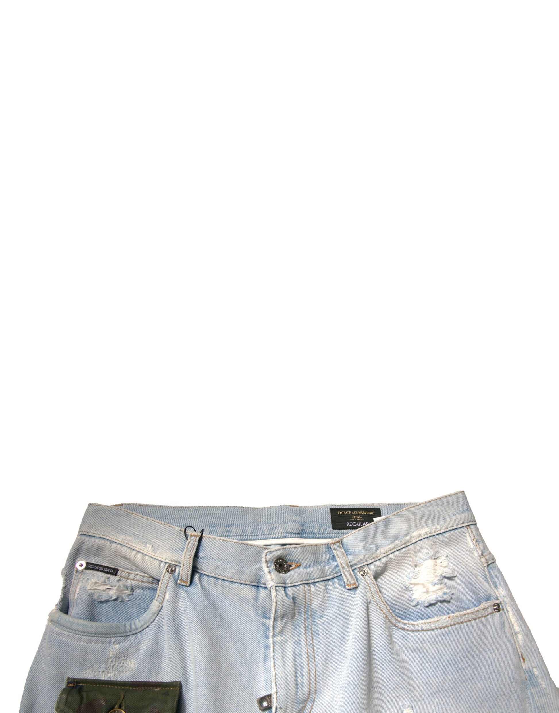 Jean cargo droit en denim de coton bleu clair Dolce & Gabbana