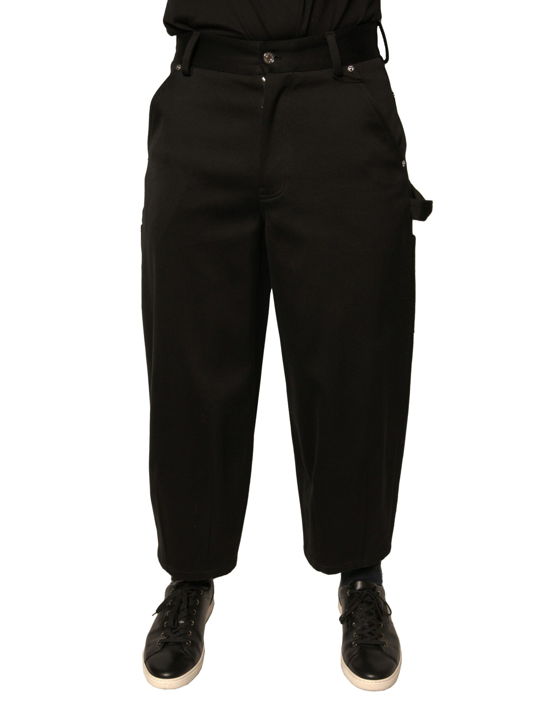 Pantalon court noir en coton taille mi-haute Dolce & Gabbana