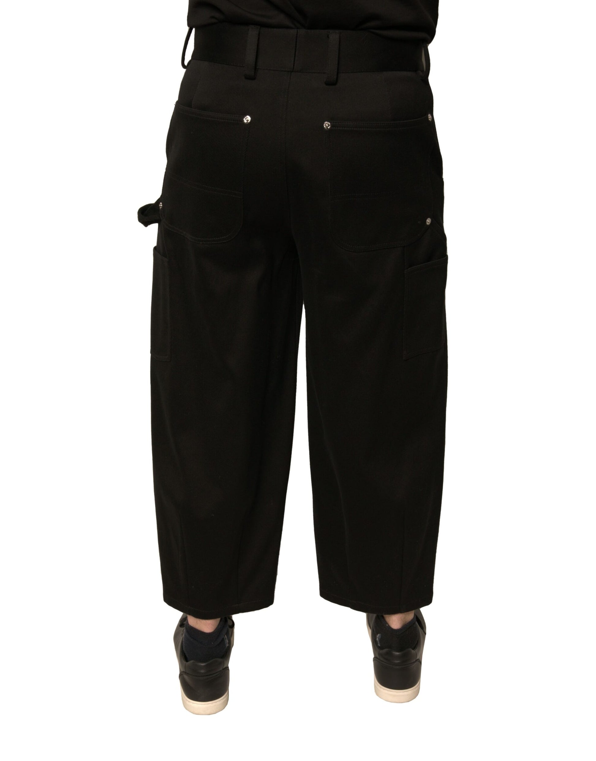 Pantalon court noir en coton taille mi-haute Dolce & Gabbana