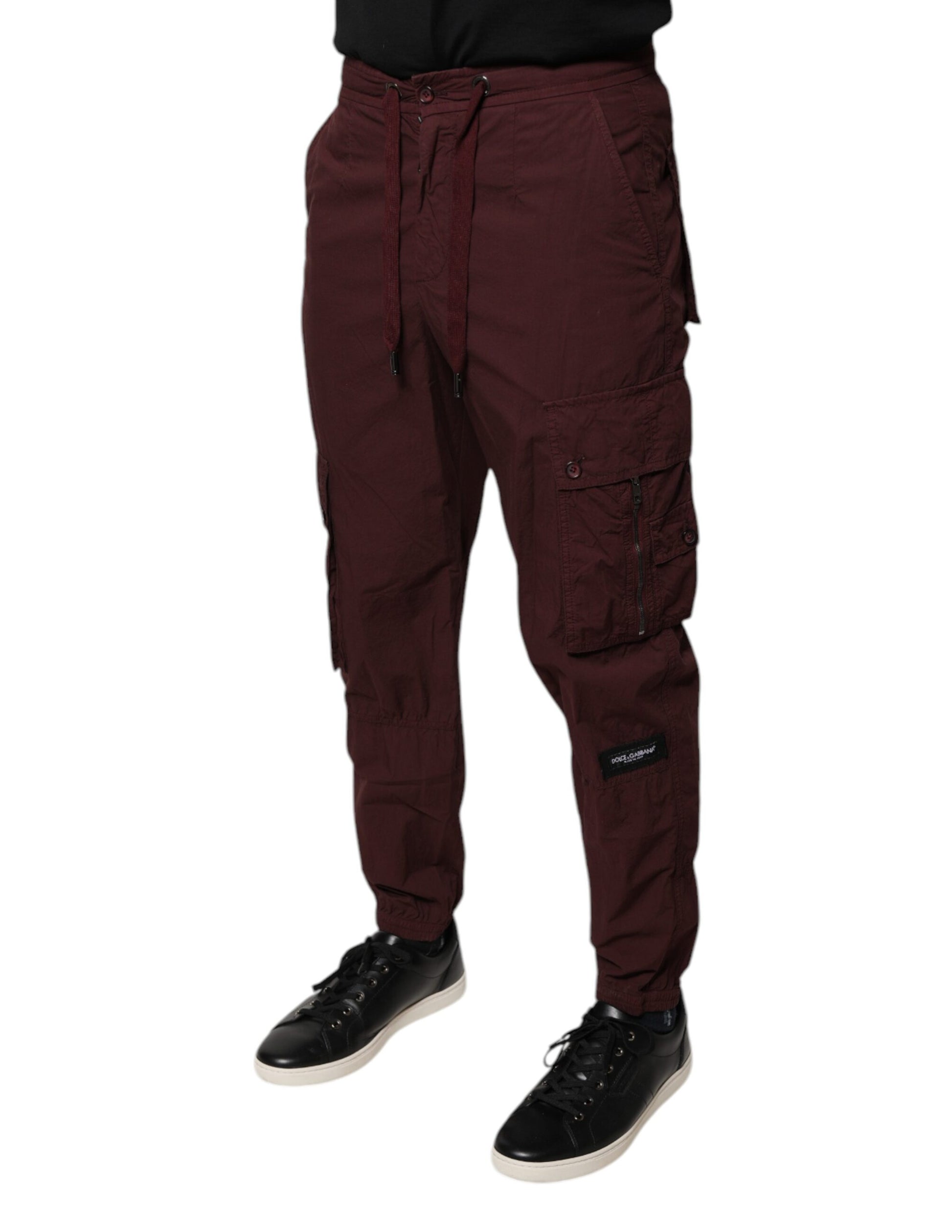 Pantalon de jogging cargo en coton bordeaux Dolce & Gabbana