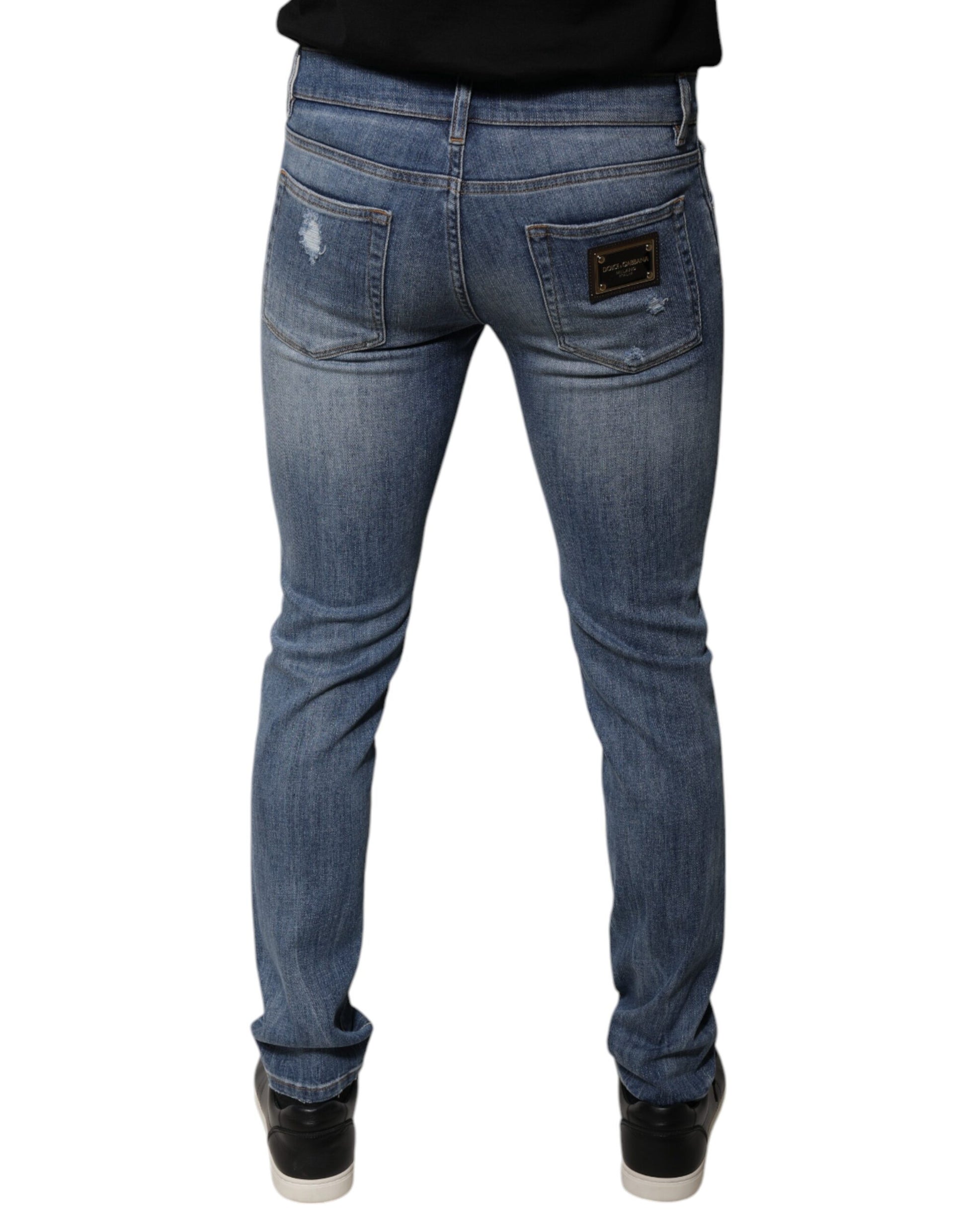 Dolce & Gabbana Blue Skinny Jeans for Men side view