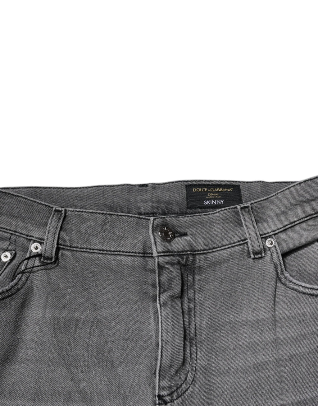 Dolce & Gabbana Jean Slim en Coton Gris Imprimé Graphique