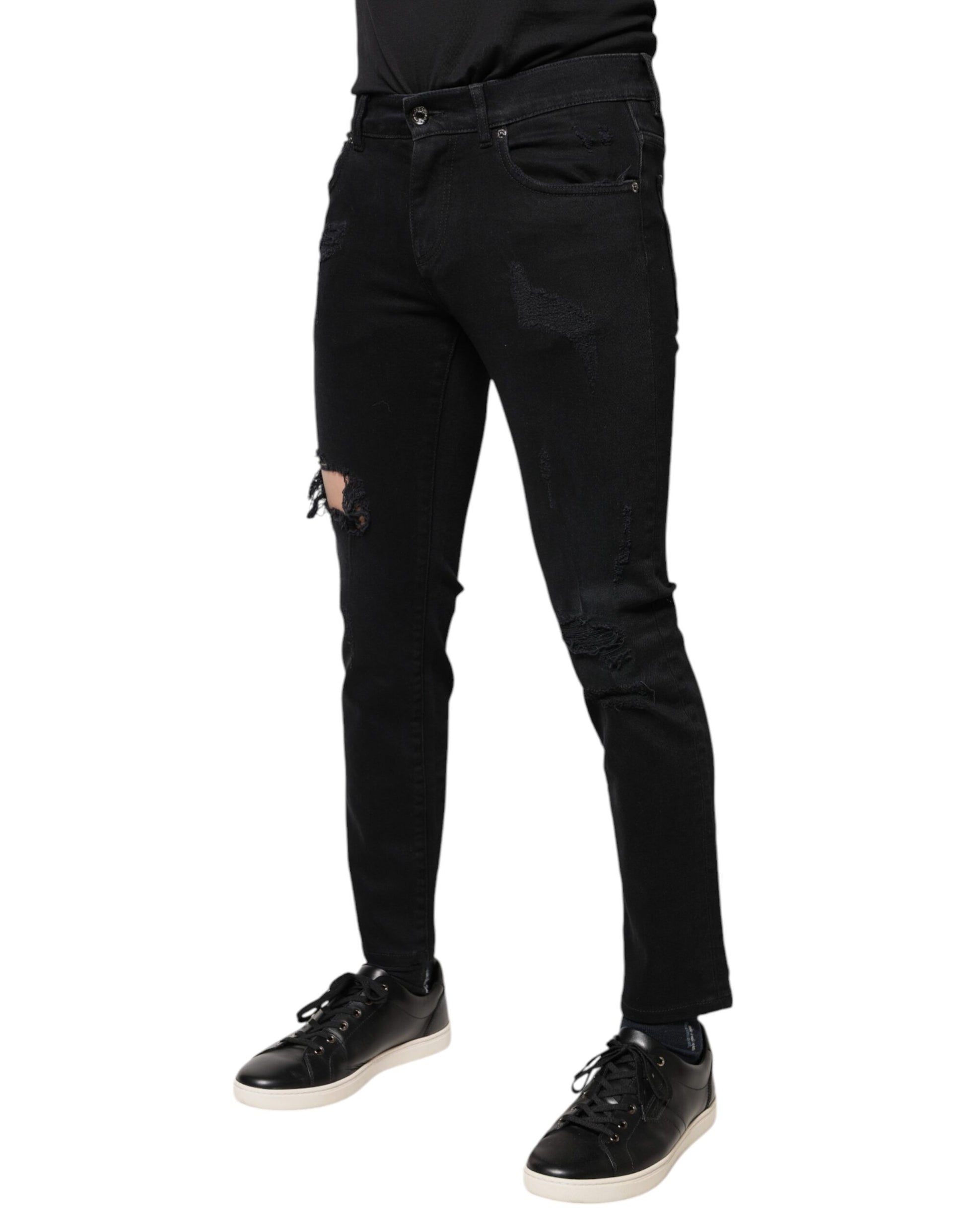 Dolce & Gabbana Black Skinny Jeans for Men detail view