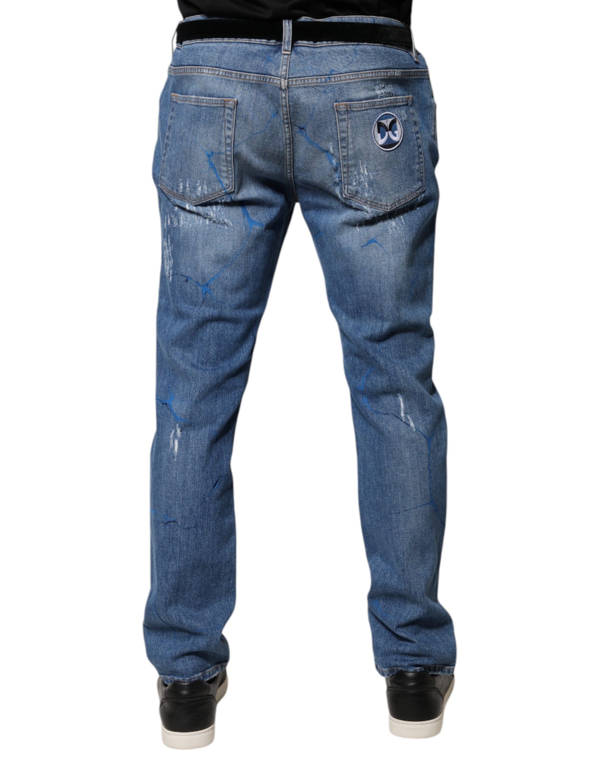 Dolce & Gabbana Blue Skinny Jeans for Men side view