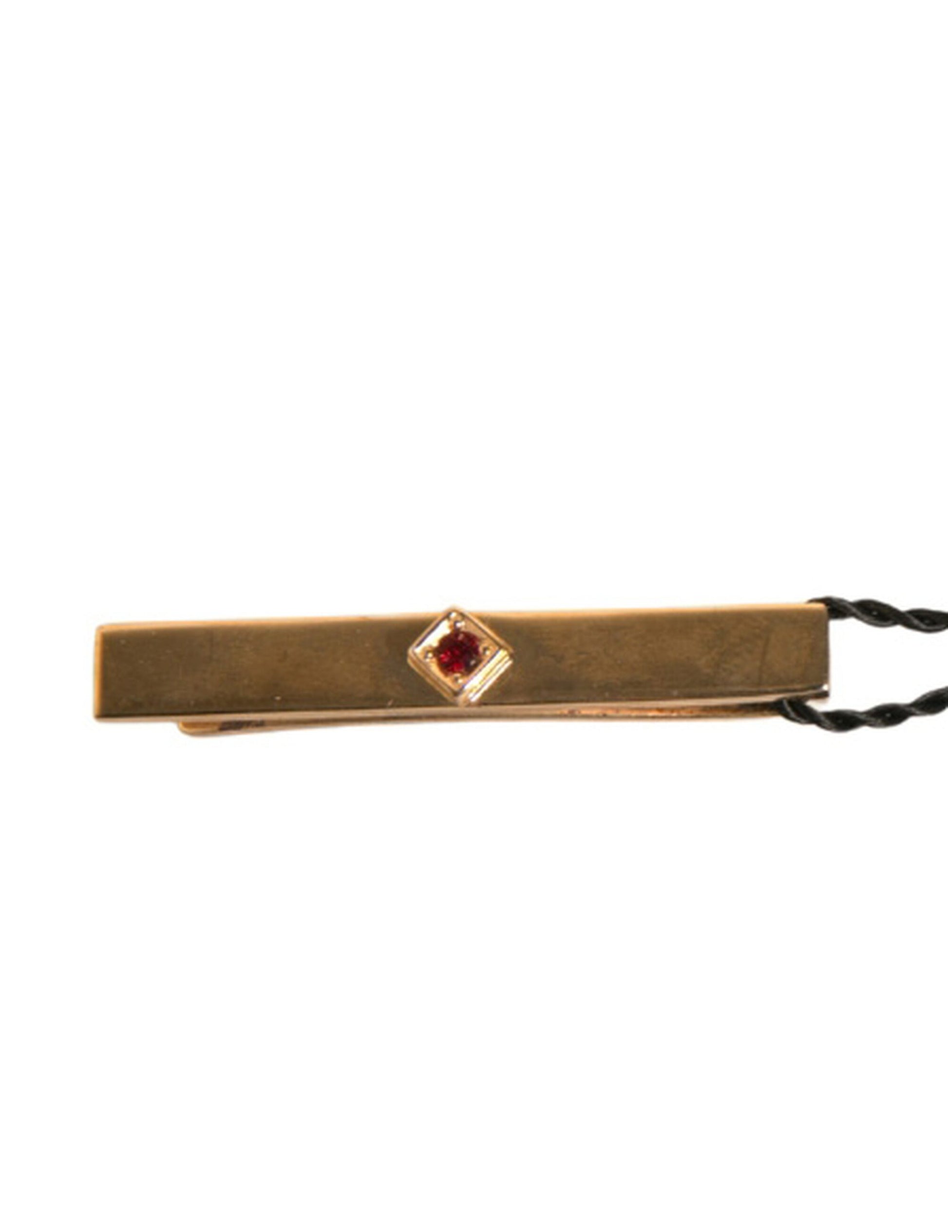 Barrette de cravate Dolce & Gabbana en laiton doré ornée de cristaux et siglée