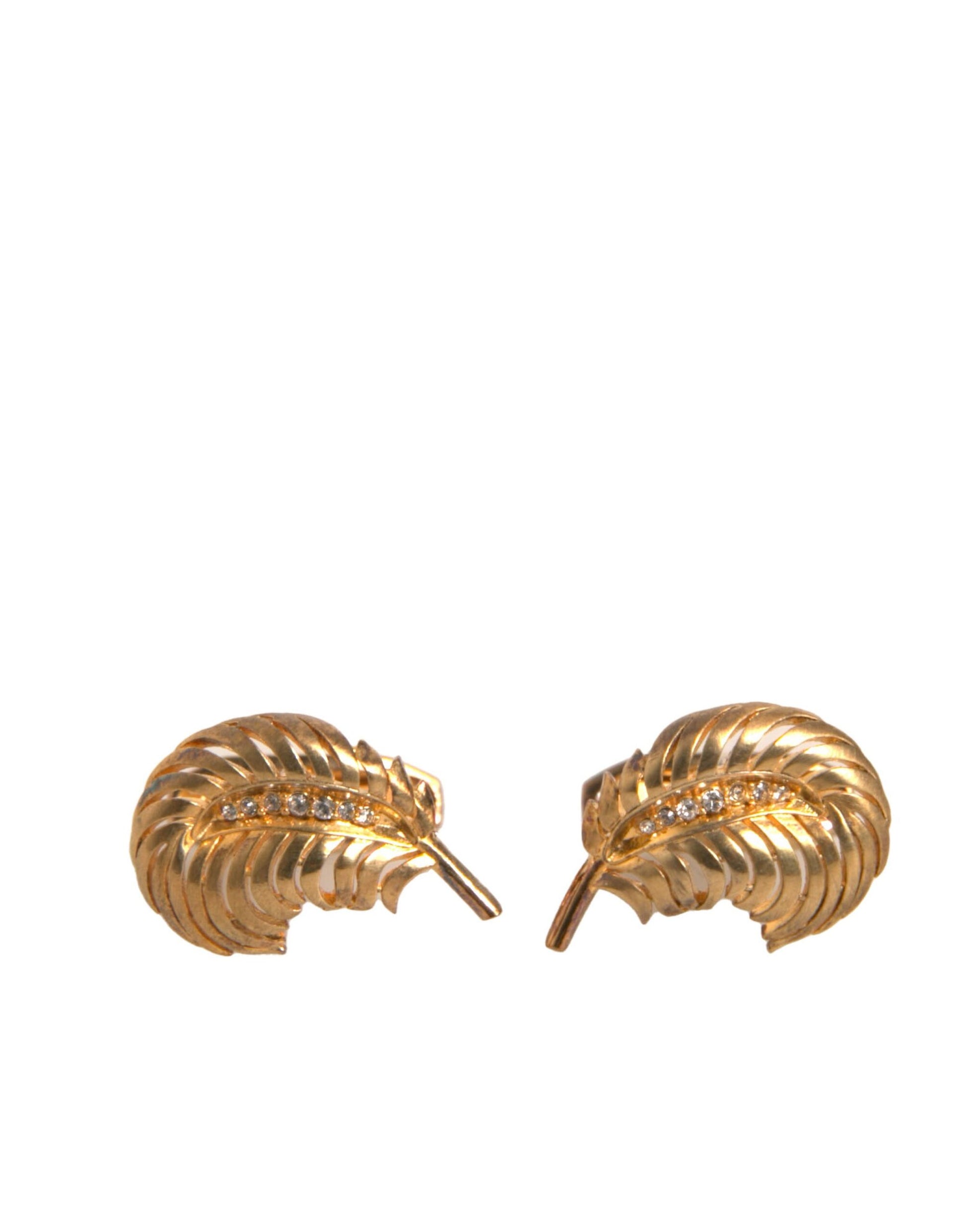 Boutons de manchette Dolce & Gabbana en argent sterling 925 doré avec feuille de cristal