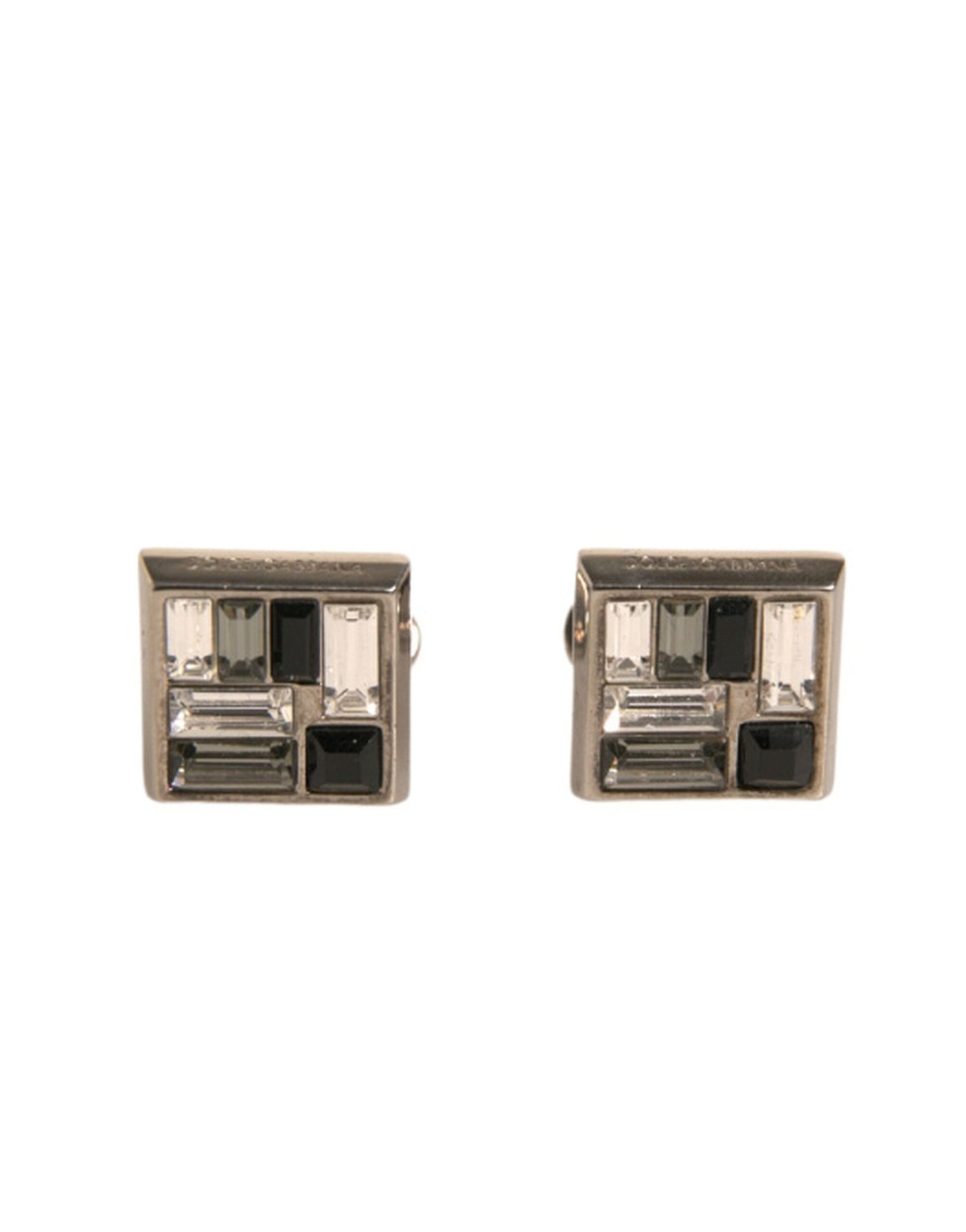 Boutons de manchette Dolce & Gabbana en laiton plaqué argent avec cristaux