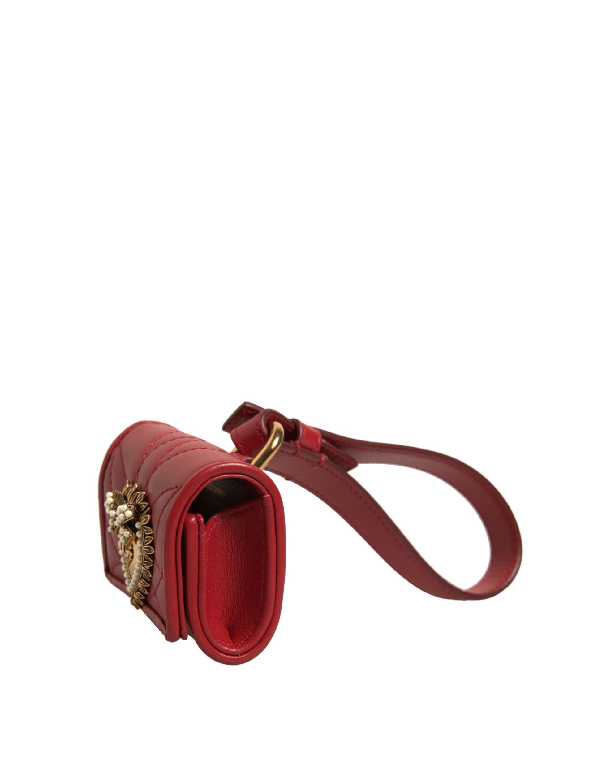 Étui AirPod Dolce & Gabbana en cuir noir Devotion avec cœur