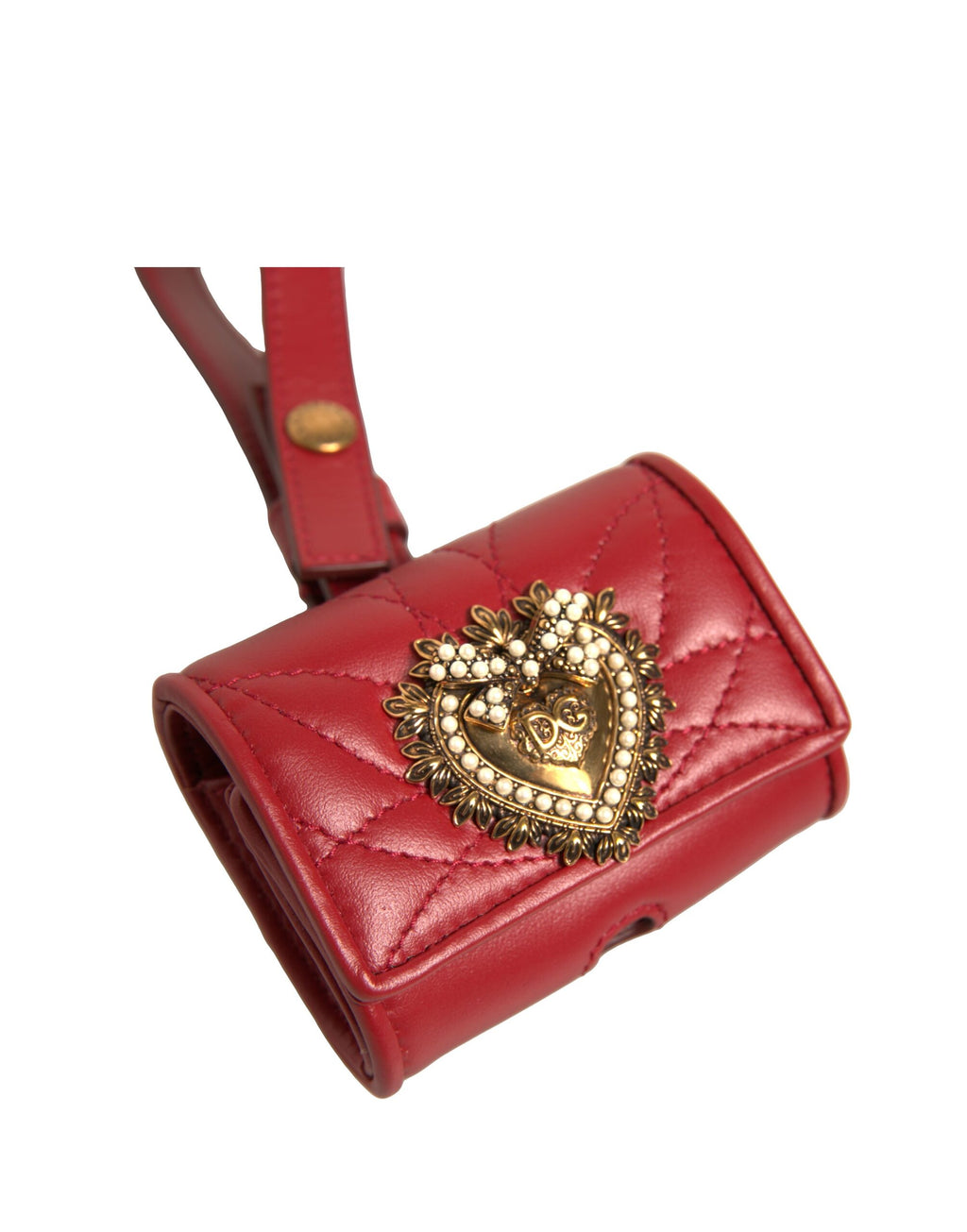 Étui AirPod Dolce & Gabbana en cuir noir Devotion avec cœur
