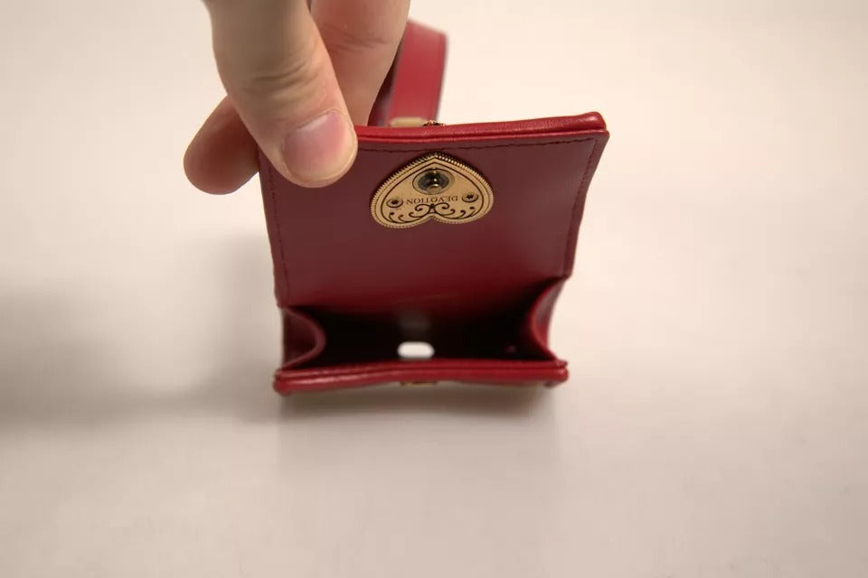 Étui AirPod Dolce & Gabbana en cuir noir Devotion avec cœur