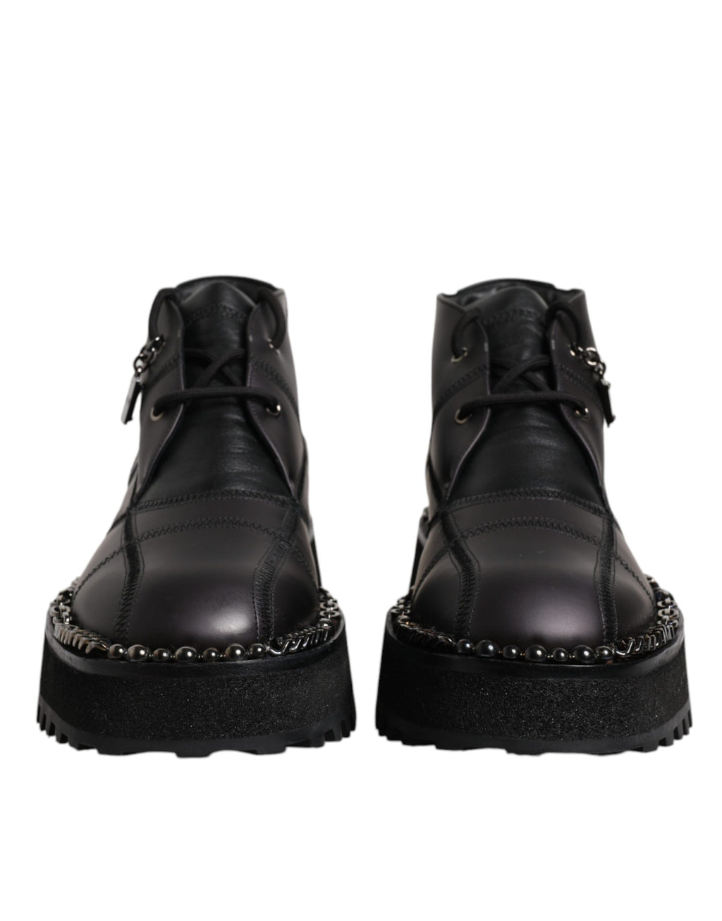 Dolce & Gabbana Bottines à lacets en cuir noir