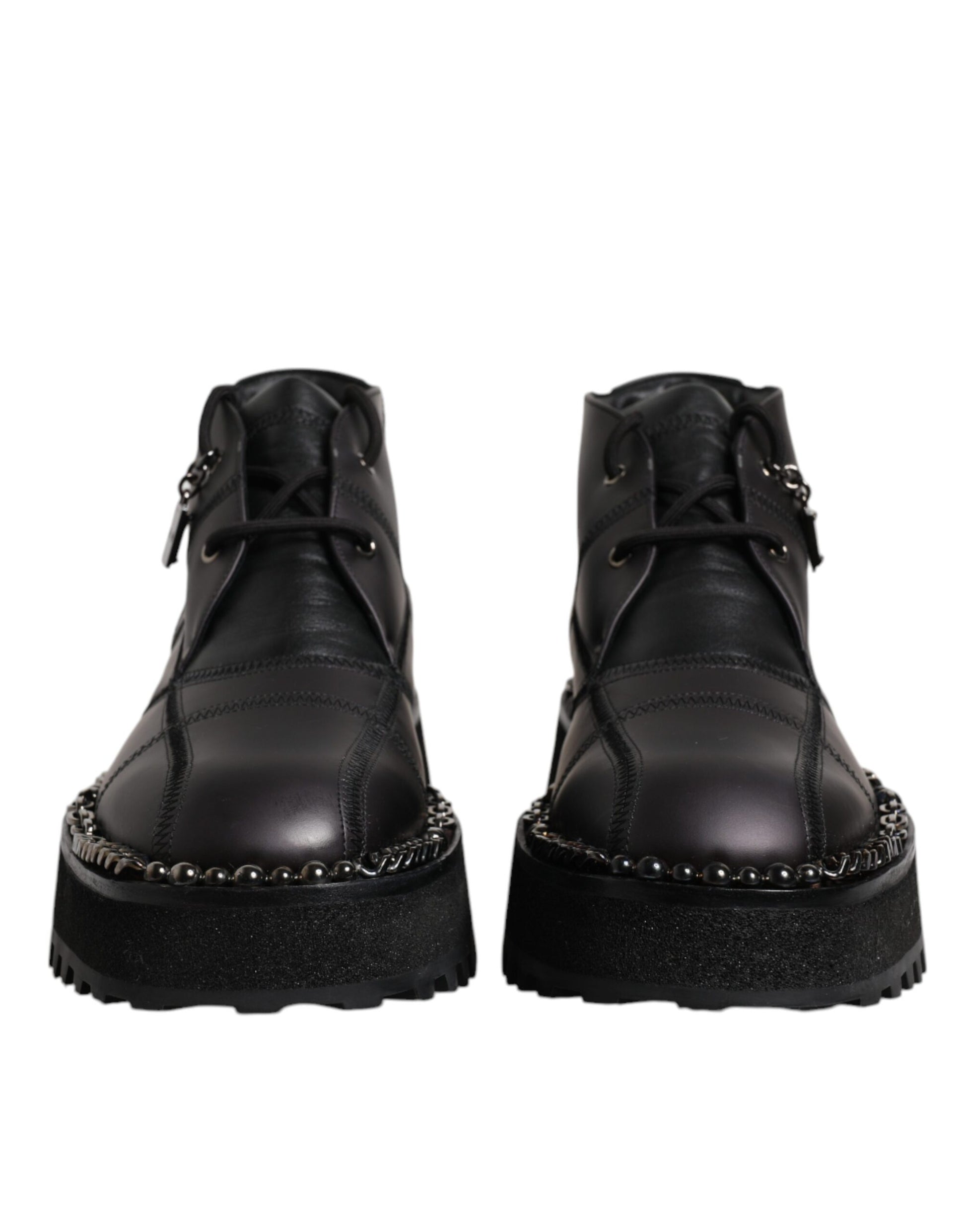 Dolce & Gabbana Bottines à lacets en cuir noir