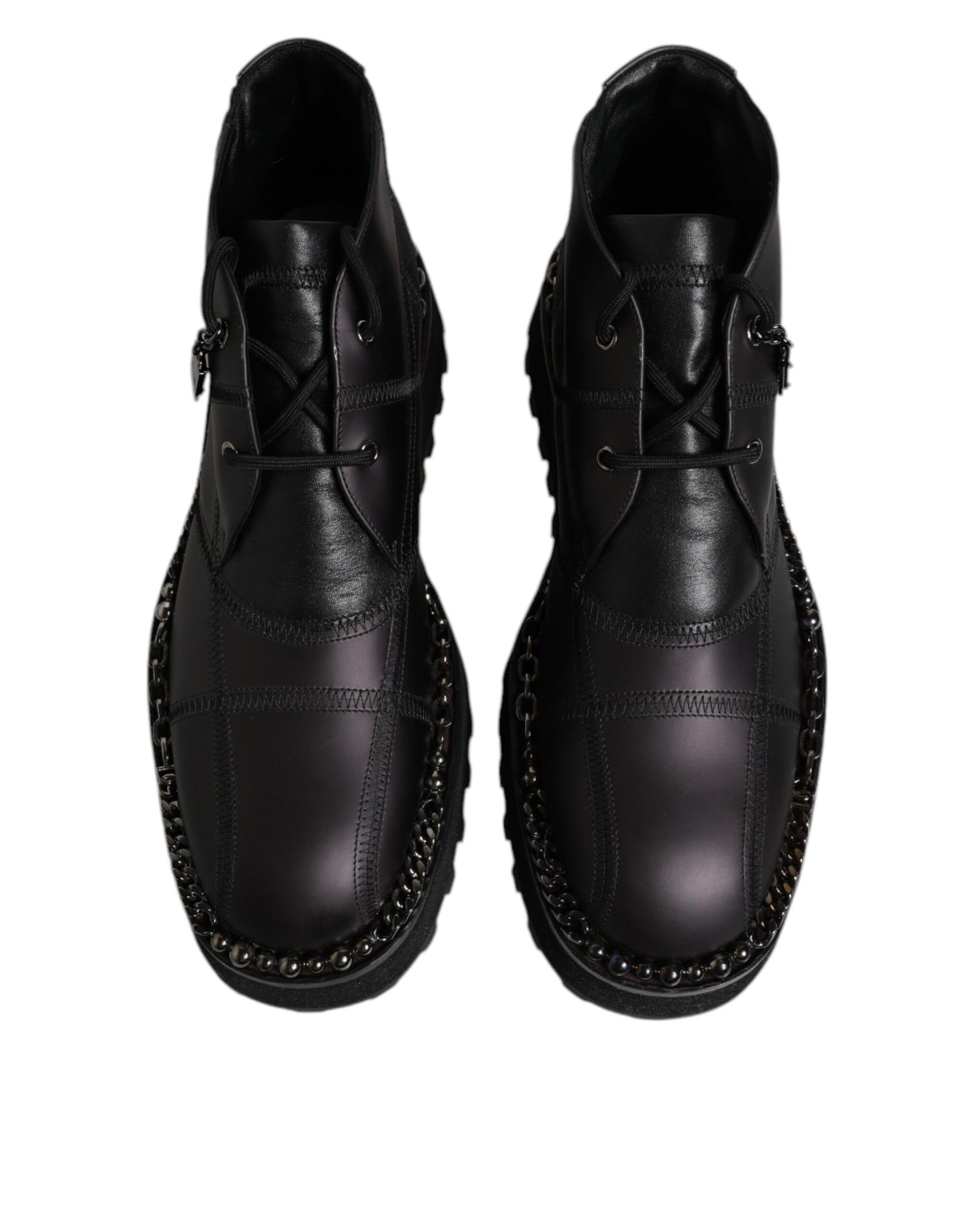Dolce & Gabbana Bottines à lacets en cuir noir