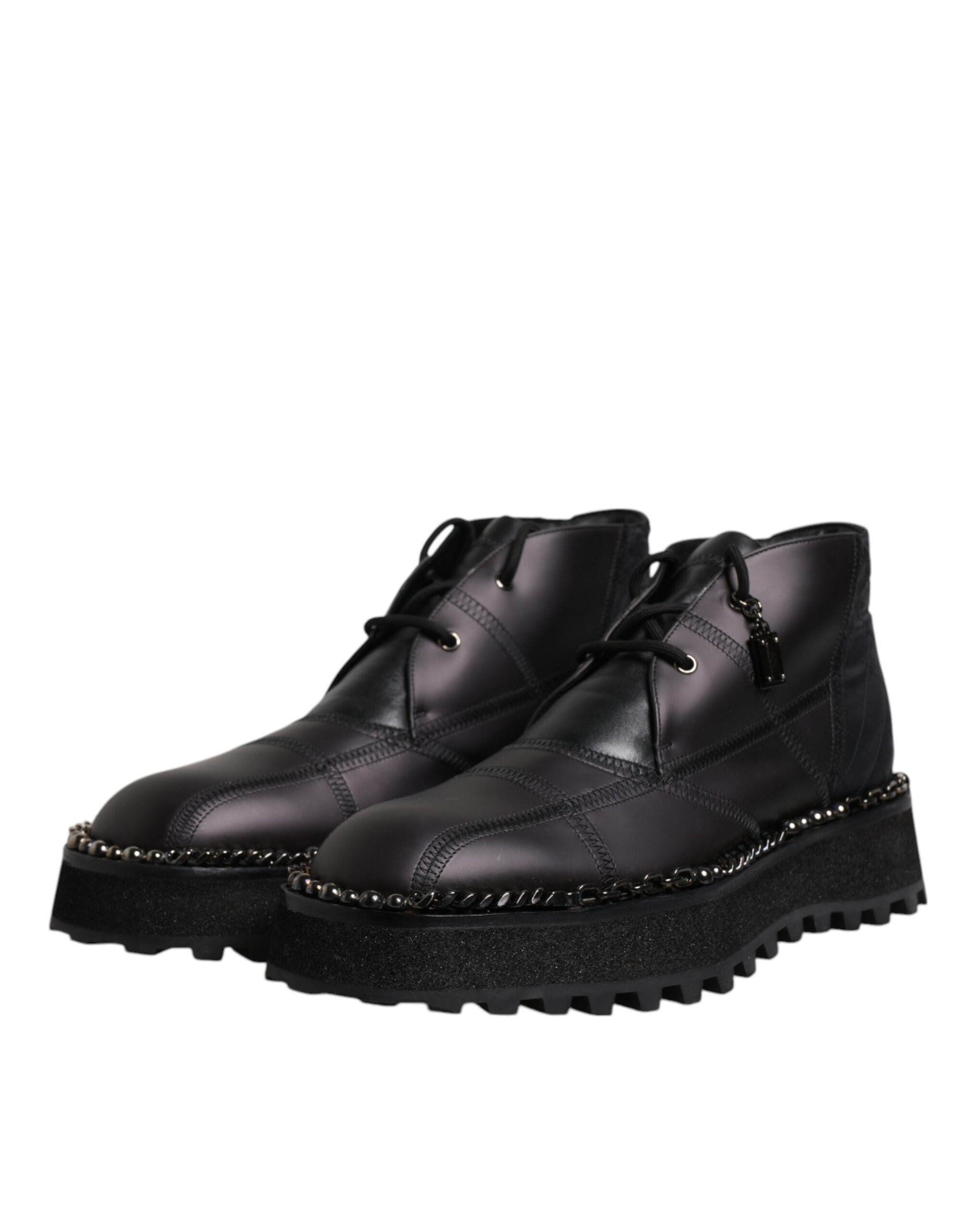Dolce & Gabbana Bottines à lacets en cuir noir