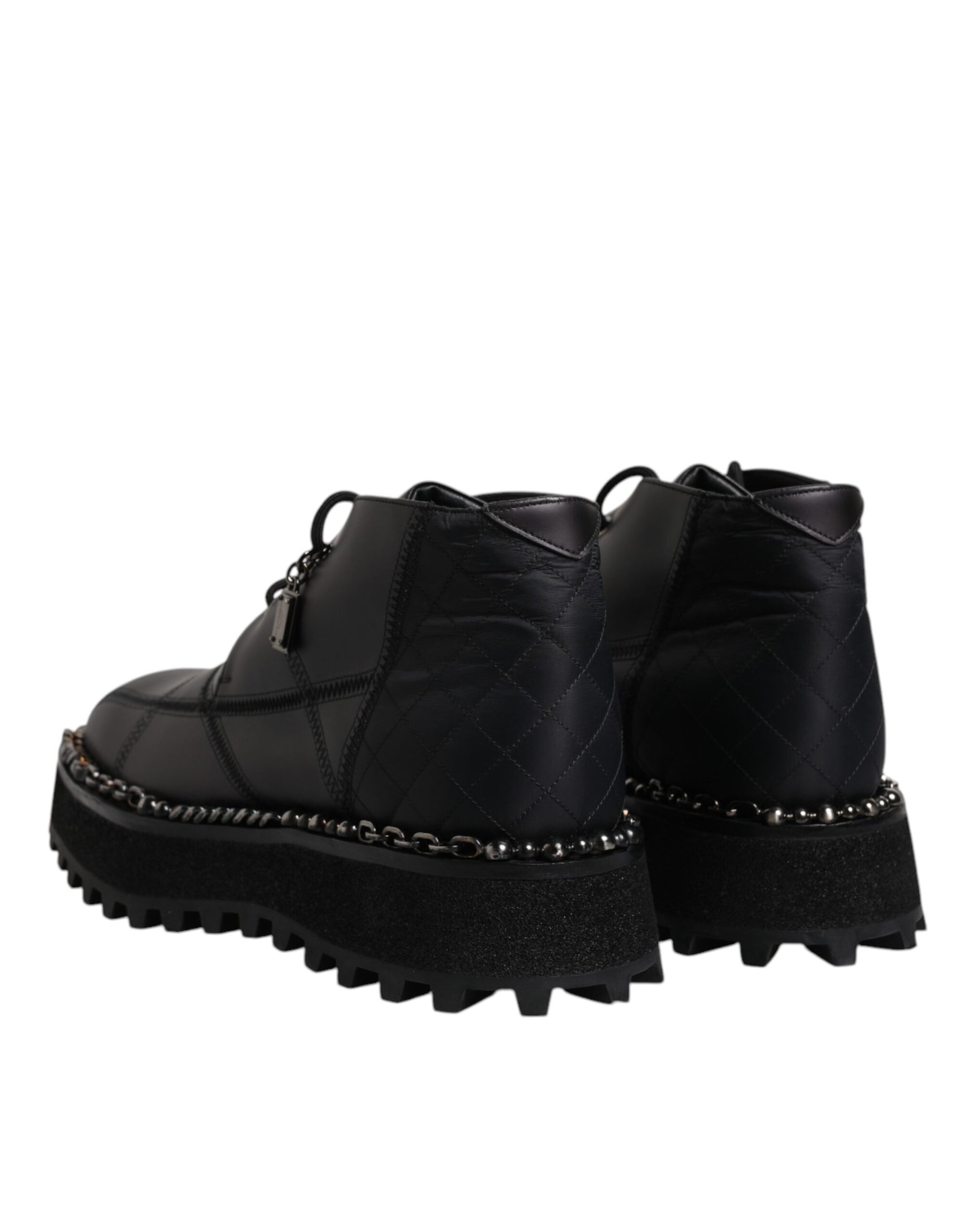 Dolce & Gabbana Bottines à lacets en cuir noir