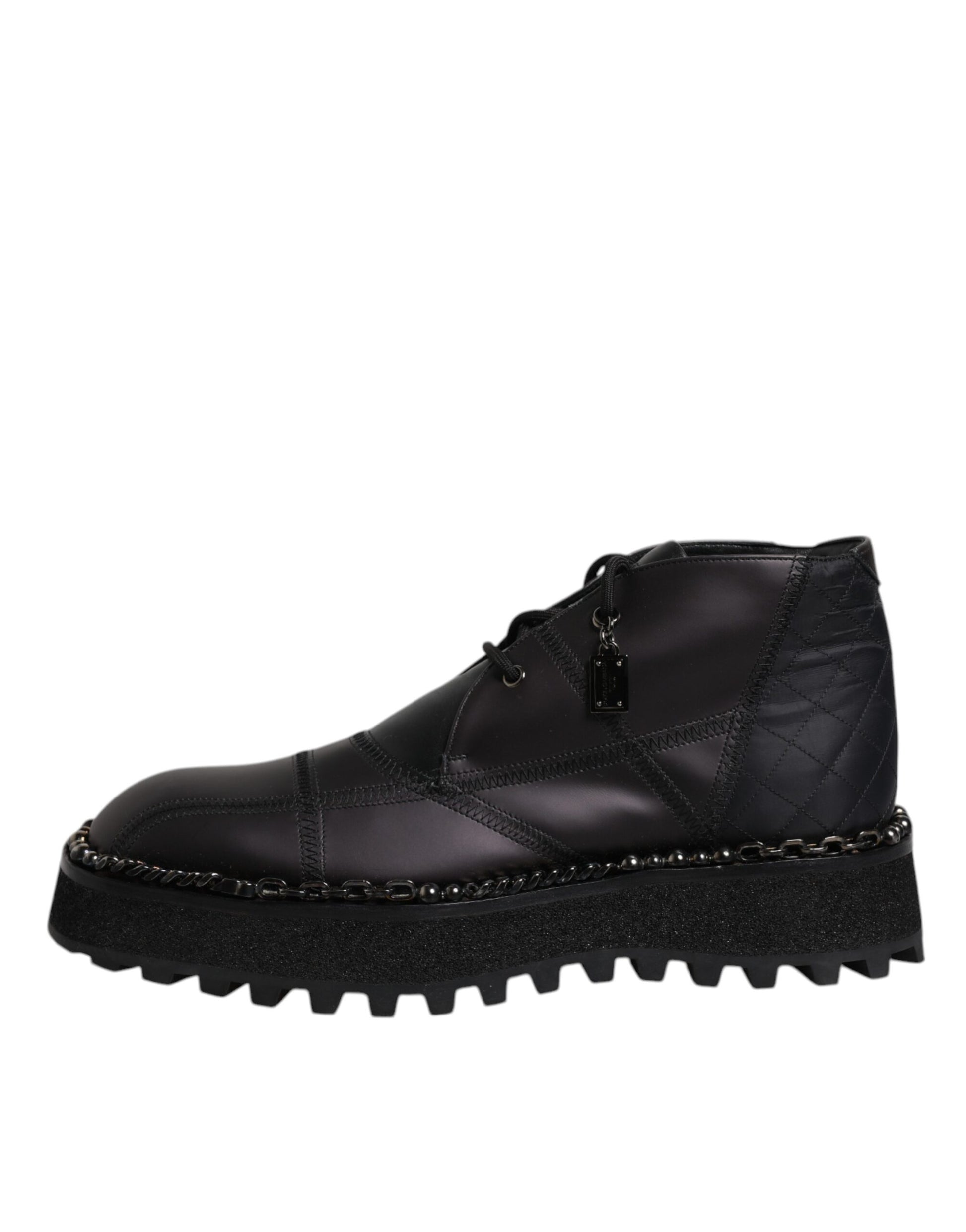 Dolce & Gabbana Bottines à lacets en cuir noir