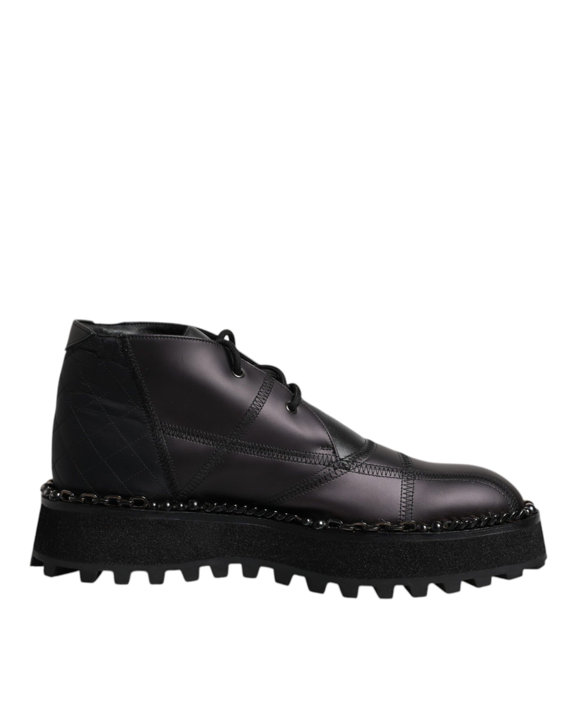 Dolce & Gabbana Bottines à lacets en cuir noir