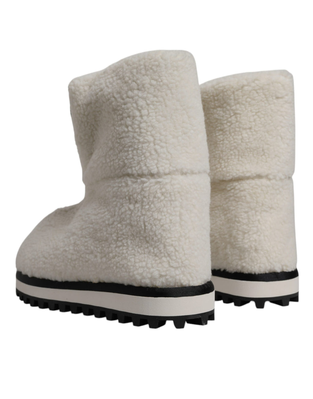 Bottes Mi-Mollet Rembourrées Logo en Peluche Blanches Dolce & Gabbana