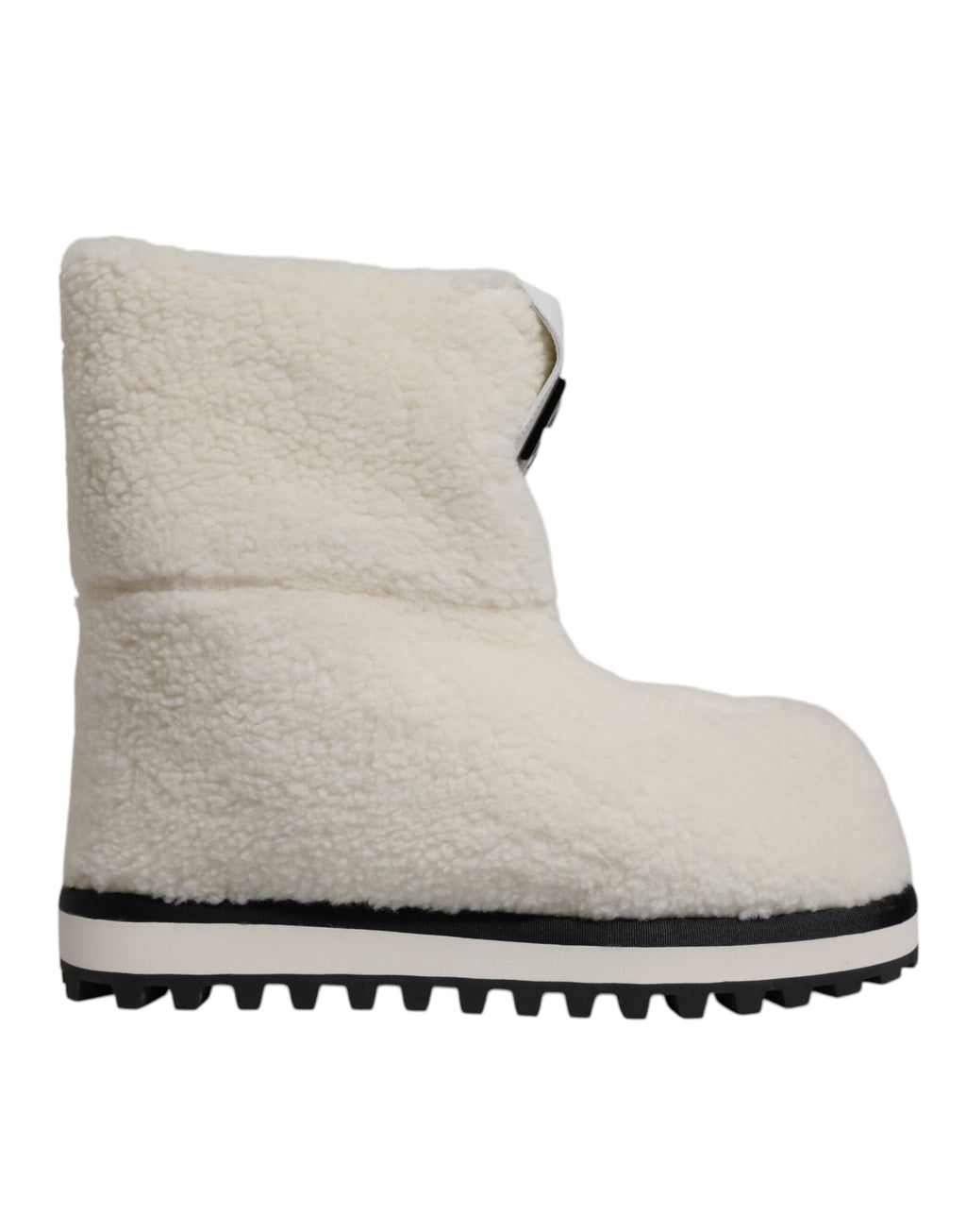 Bottes Mi-Mollet Rembourrées Logo en Peluche Blanches Dolce & Gabbana
