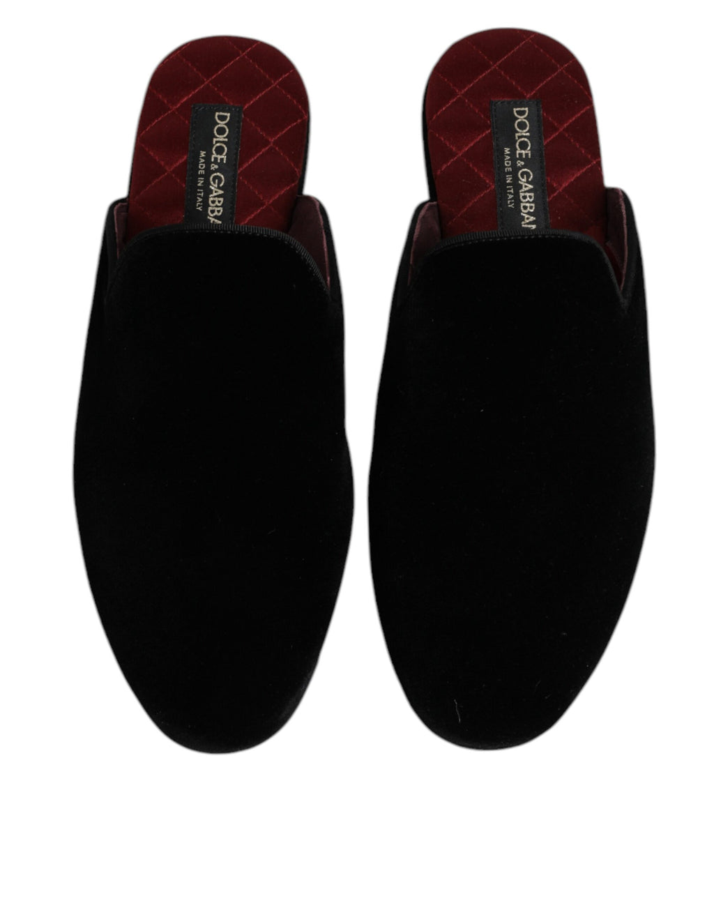 Dolce &amp; Gabbana – Flache Slipper aus schwarzem Viskosesamt