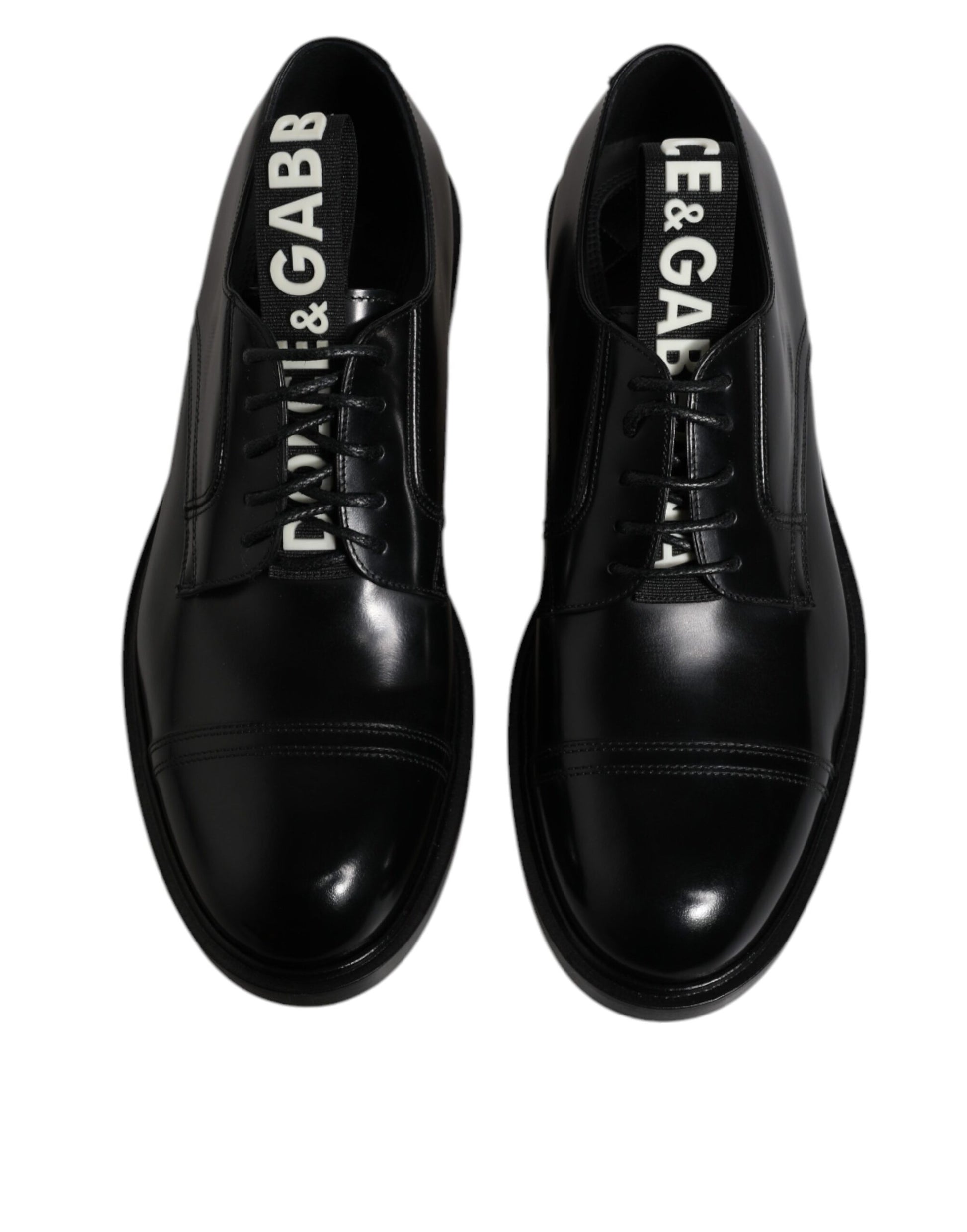 Chaussures de ville à lacets en cuir verni noir Dolce & Gabbana