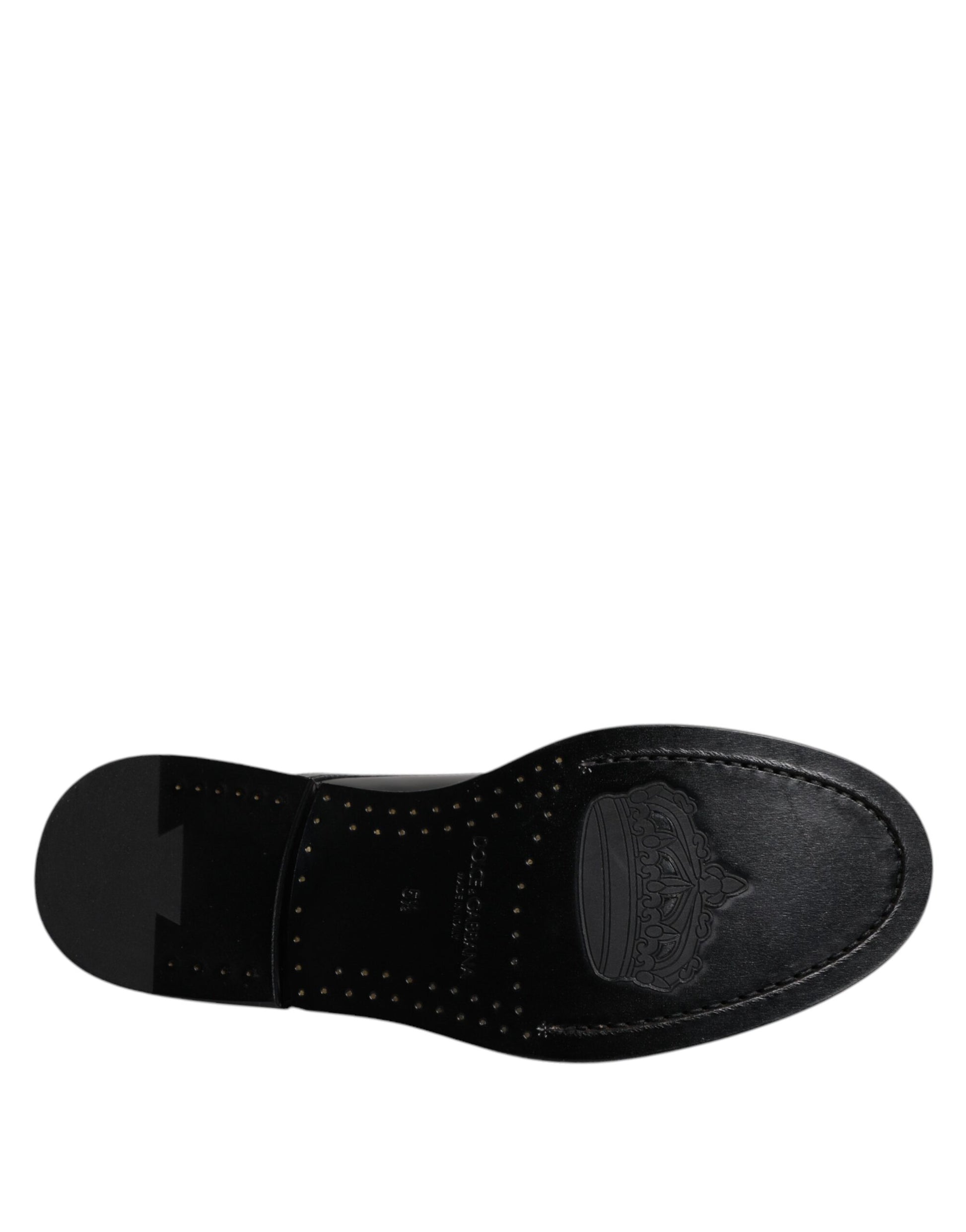 Chaussures de ville à lacets en cuir verni noir Dolce & Gabbana
