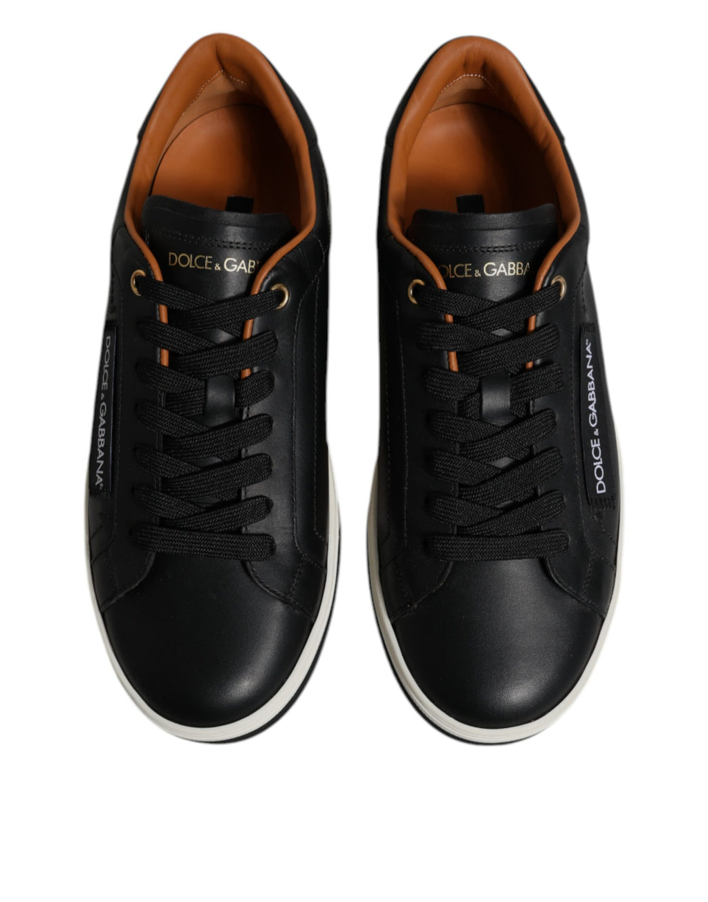 Baskets basses en cuir noir Dolce & Gabbana pour hommes