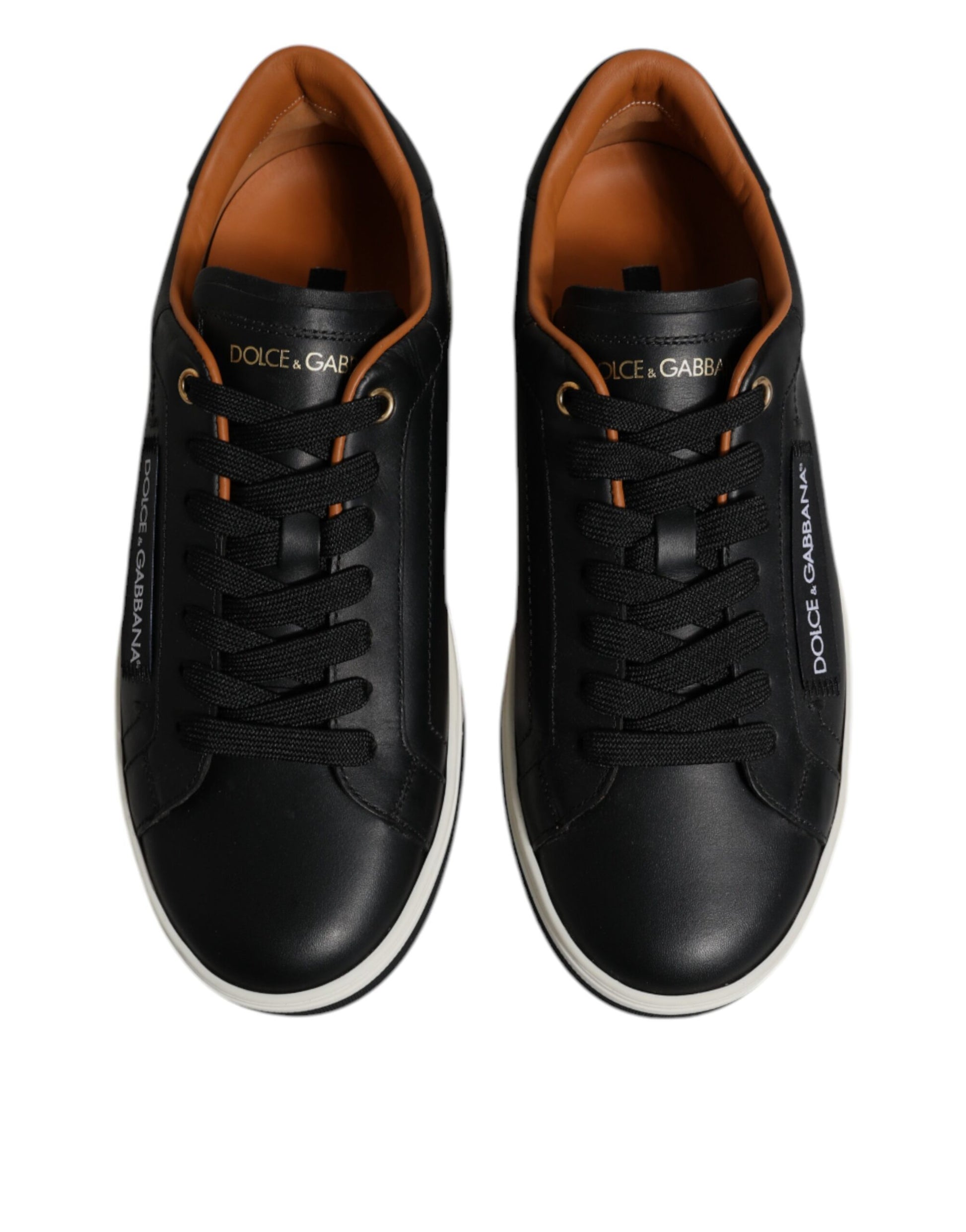 Baskets basses en cuir noir Dolce & Gabbana pour hommes
