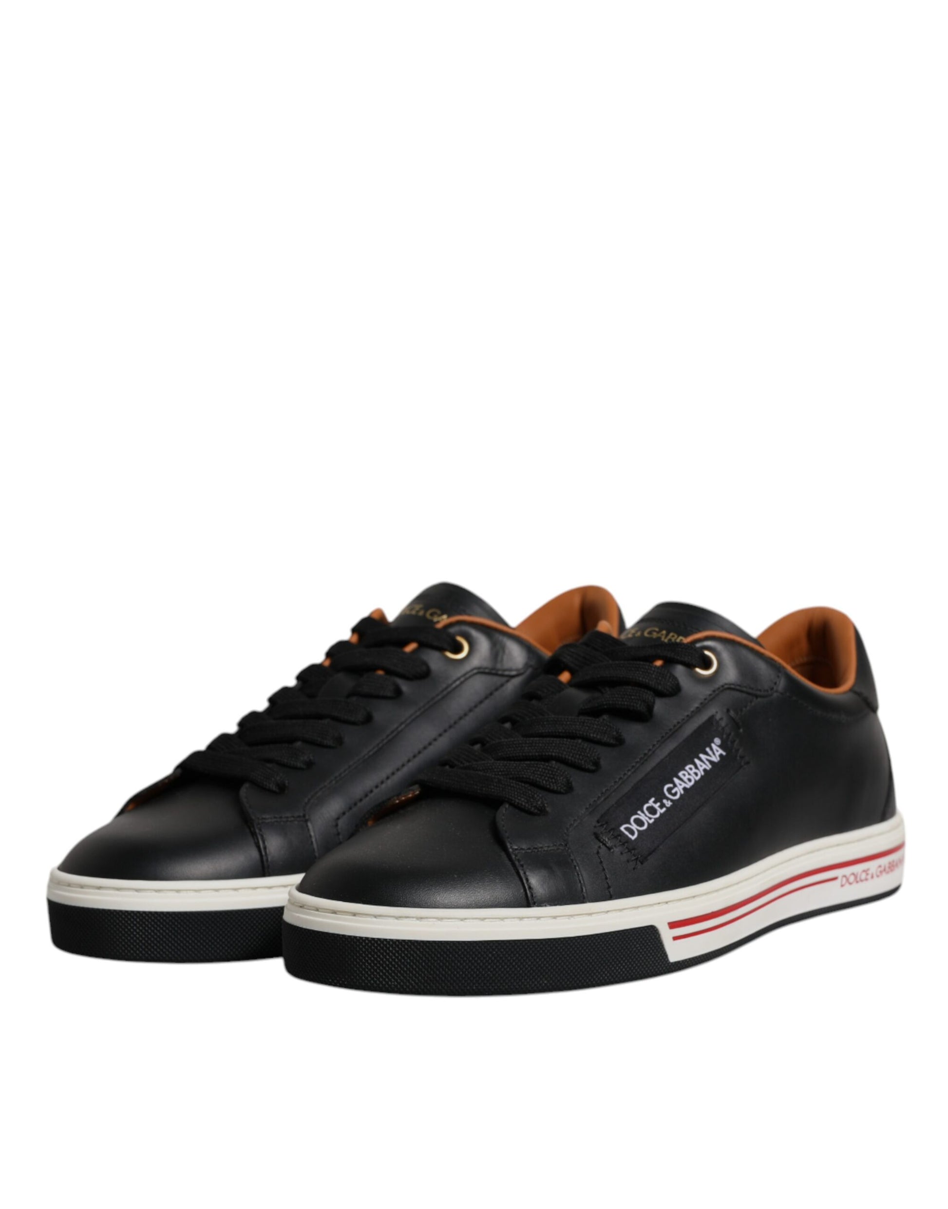 Baskets basses en cuir noir Dolce & Gabbana pour hommes
