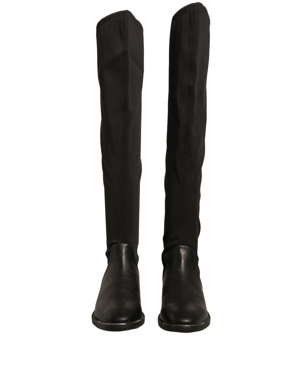 MY TWIN Bottes plates hautes en cuir suédé noir