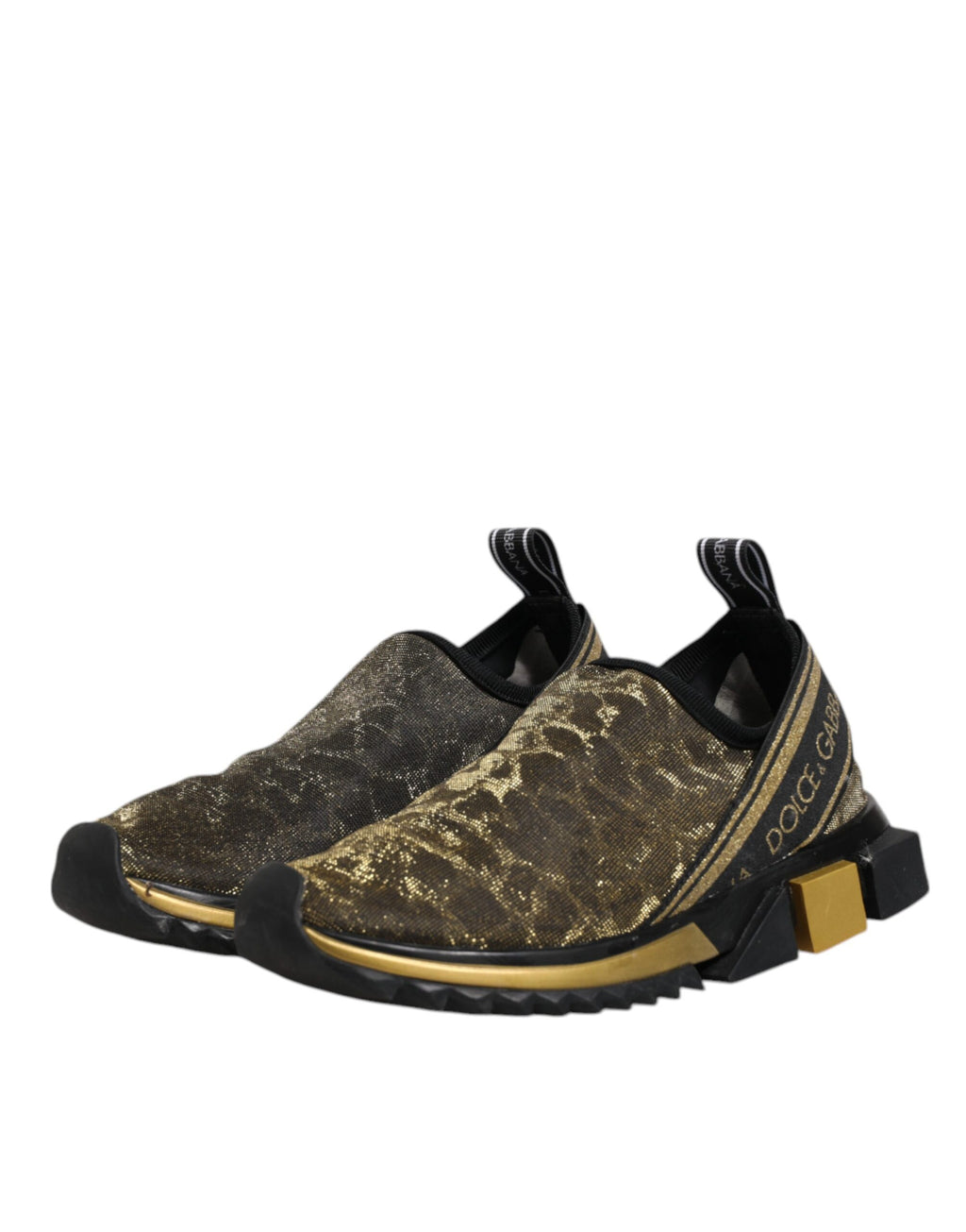 Dolce & Gabbana Gold Low Top Sneakers for Women side view
