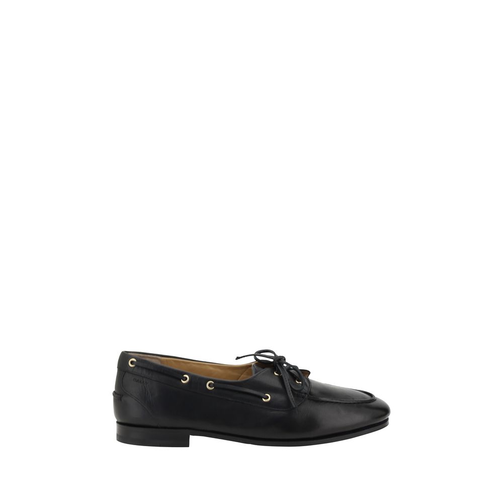 Bally Black Calf Leather Bos Taurus Slip-On Loafers