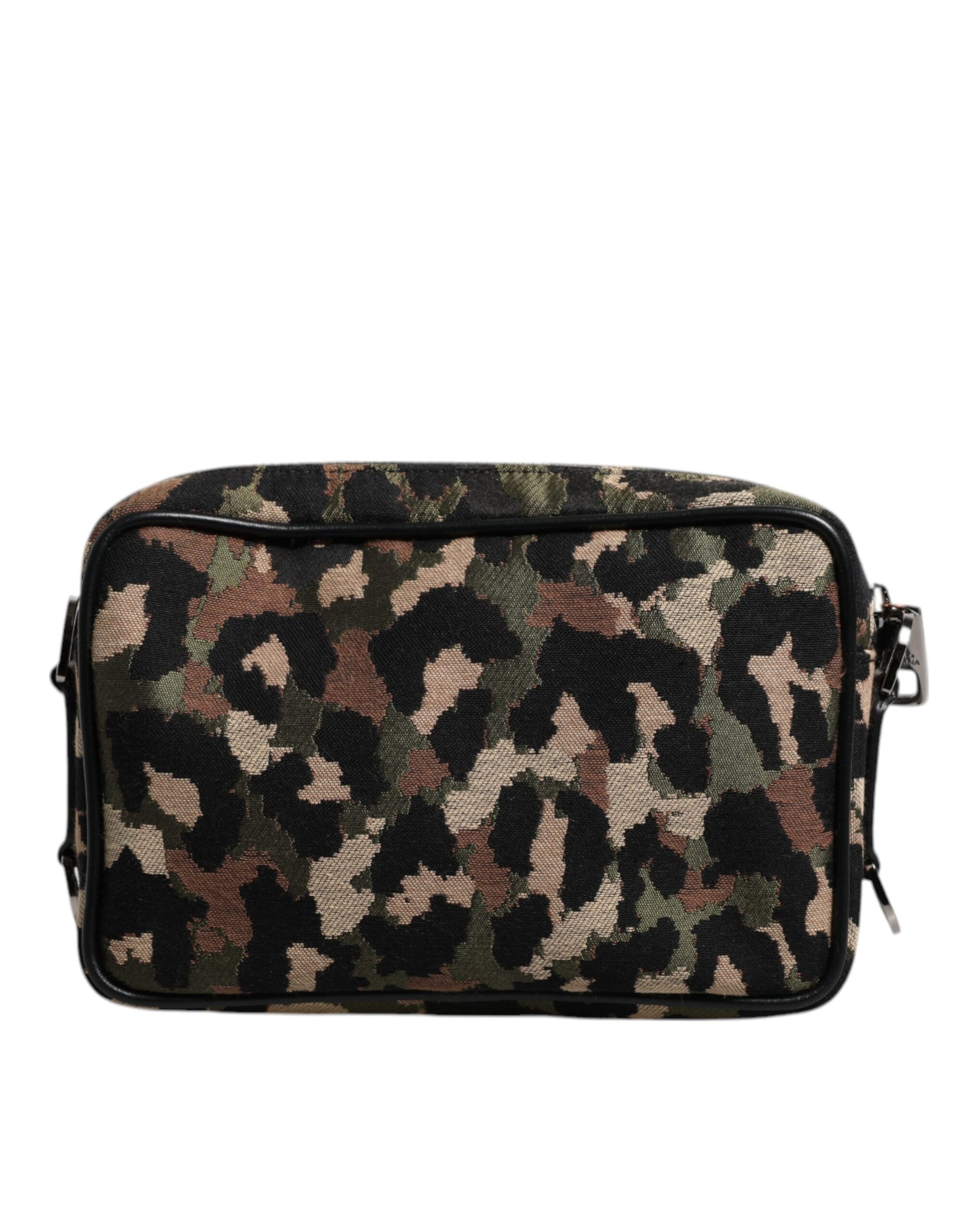 Dolce &amp; Gabbana – Mehrfarbige Umhängetasche aus Jacquard mit DG-Logo und Leopardenmuster