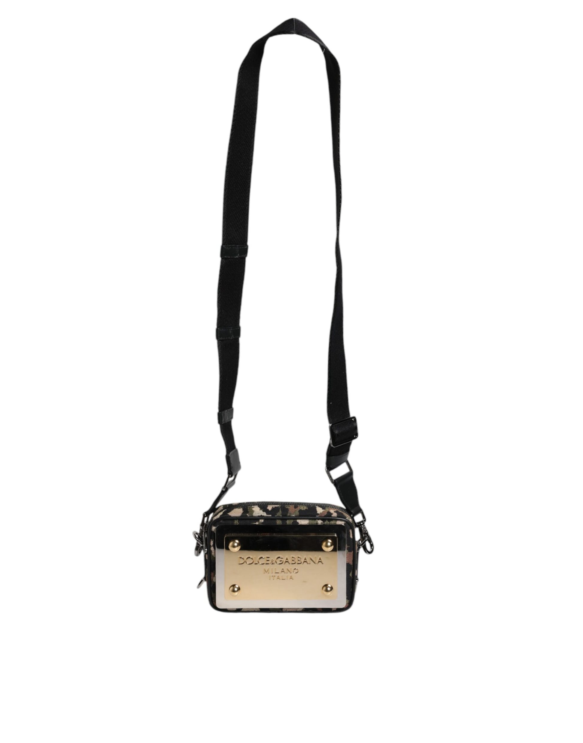 Dolce &amp; Gabbana – Mehrfarbige Umhängetasche aus Jacquard mit DG-Logo und Leopardenmuster